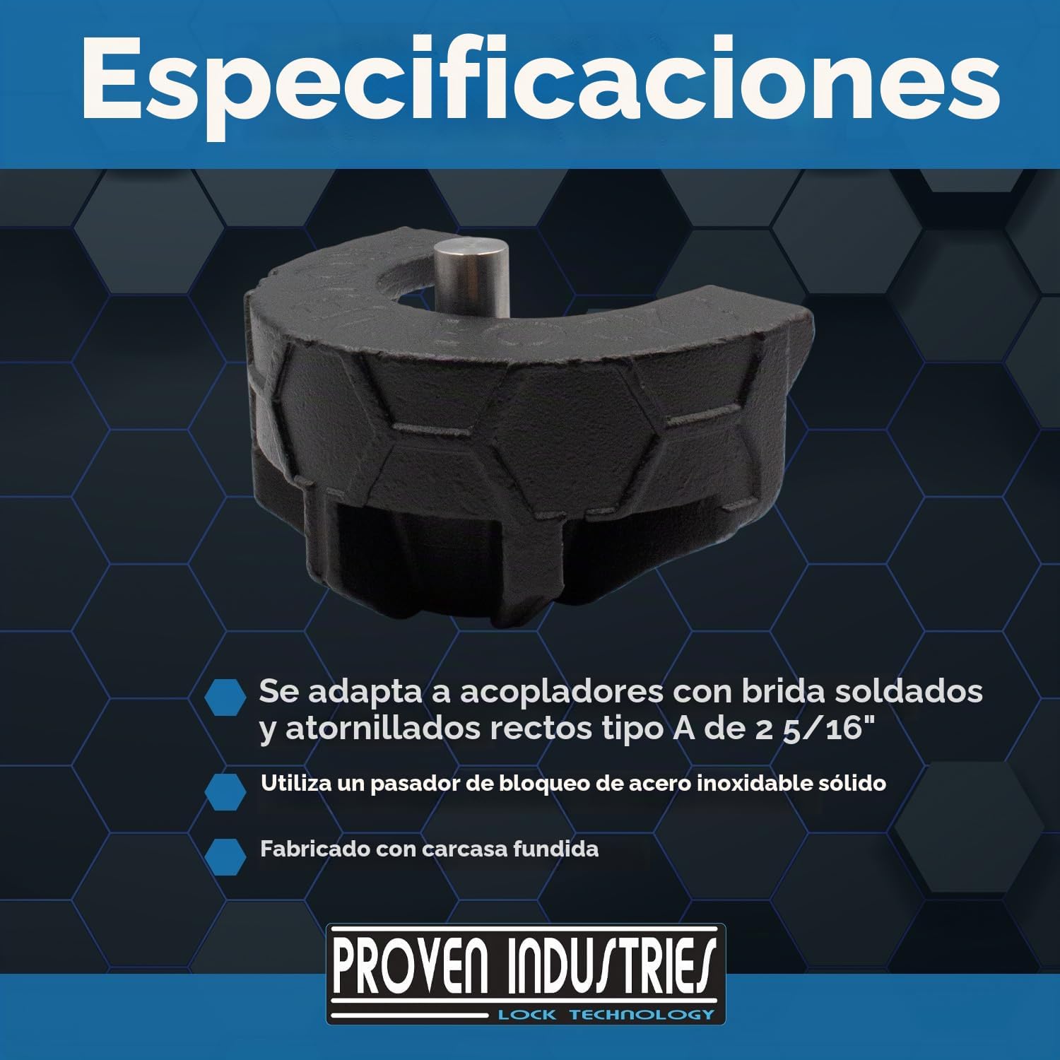 CANDADO PARA ENGANCHE DE REMOLQUE PROVEN LOCKS S175 2 5/16 PULGADAS - 5