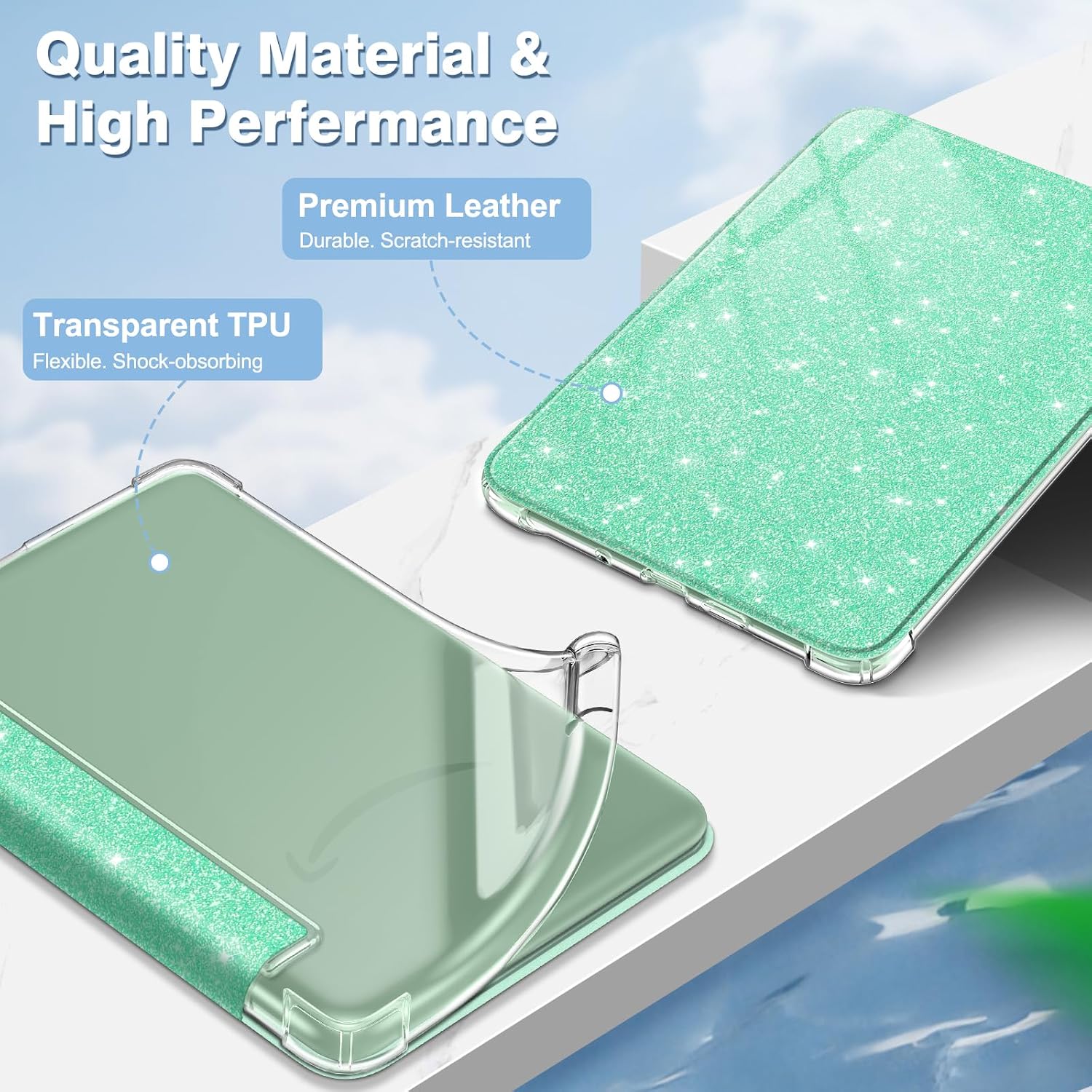 ESTUCHE FINTIE SLIM TPU PARA KINDLE 6' 11ª GENERACIÓN 2024/2022 VERDE BRILLANTE - 5