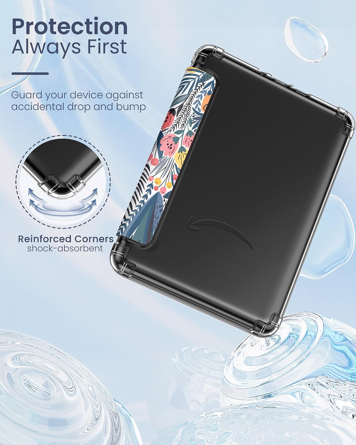 ESTUCHE MOKO PARA KINDLE PAPERWHITE 12ª GEN Y COLORSOFT 2024 AZUL HOJA - 3