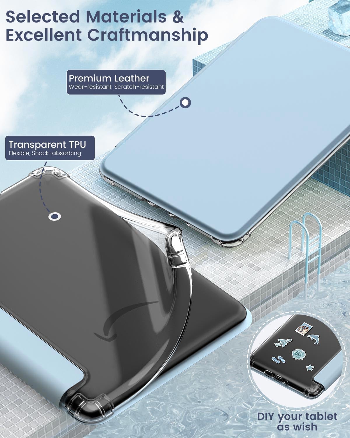 ESTUCHE MOKO PARA KINDLE PAPERWHITE 12ª GEN Y COLORSOFT 2024 AZUL CIELO - 4