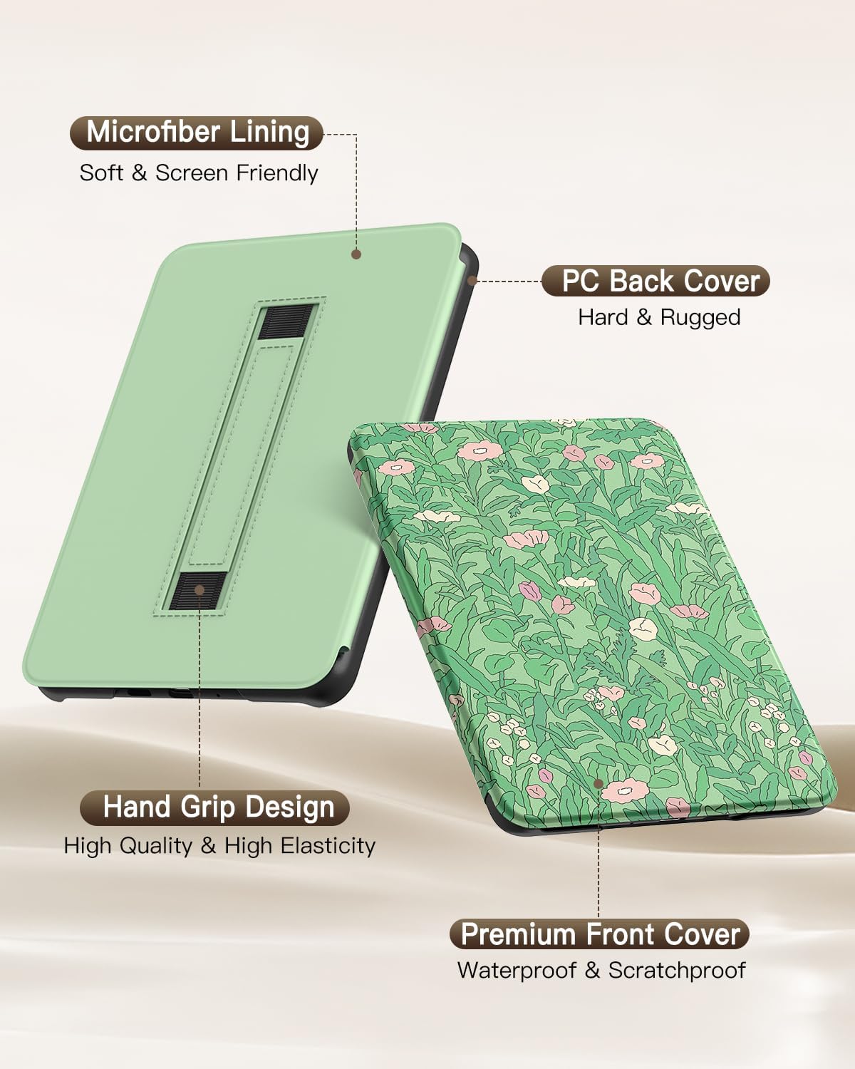 ESTUCHE MOKO PARA KINDLE PAPERWHITE 7' 12ª GEN 2024 VERDE FLORAL - 5