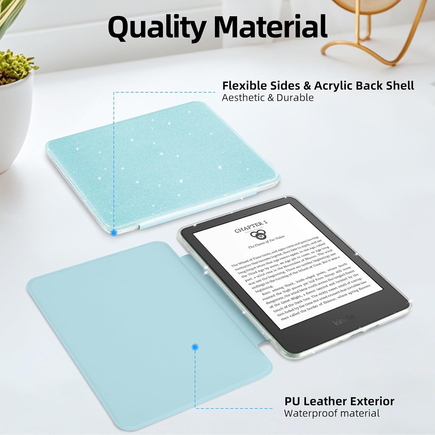 ESTUCHE HOICHOE GLITTER PARA KINDLE BASIC 6' 11ª GEN 2024/2022 AZUL - 3
