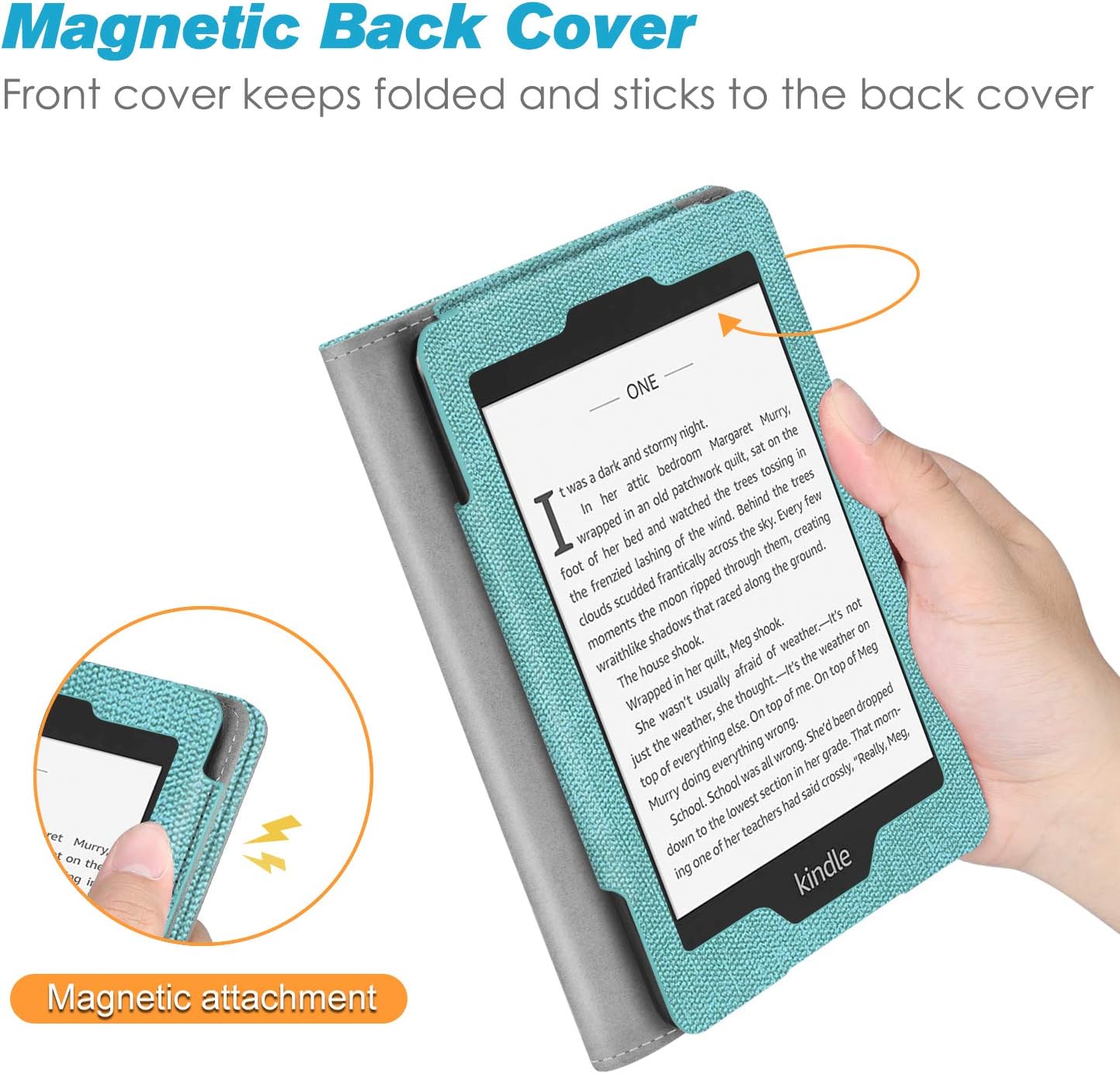 ESTUCHE FINTIE PARA KINDLE PAPERWHITE 6' 10MA GEN 2018 TURQUESA/MARRÓN - 5