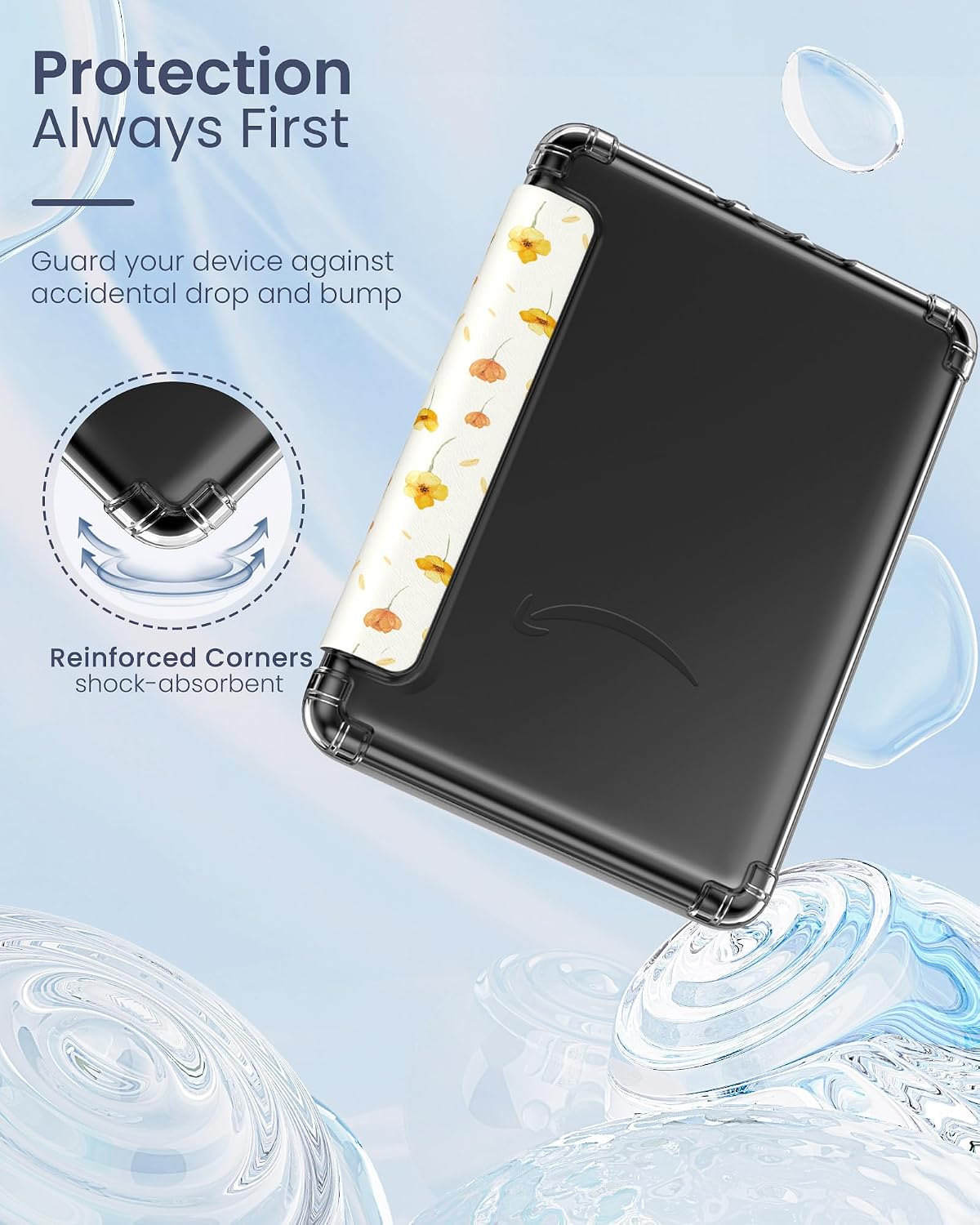 ESTUCHE MOKO PARA KINDLE PAPERWHITE 12ª GEN Y COLORSOFT 2024 FLORES SOBRE BLANCO - 3