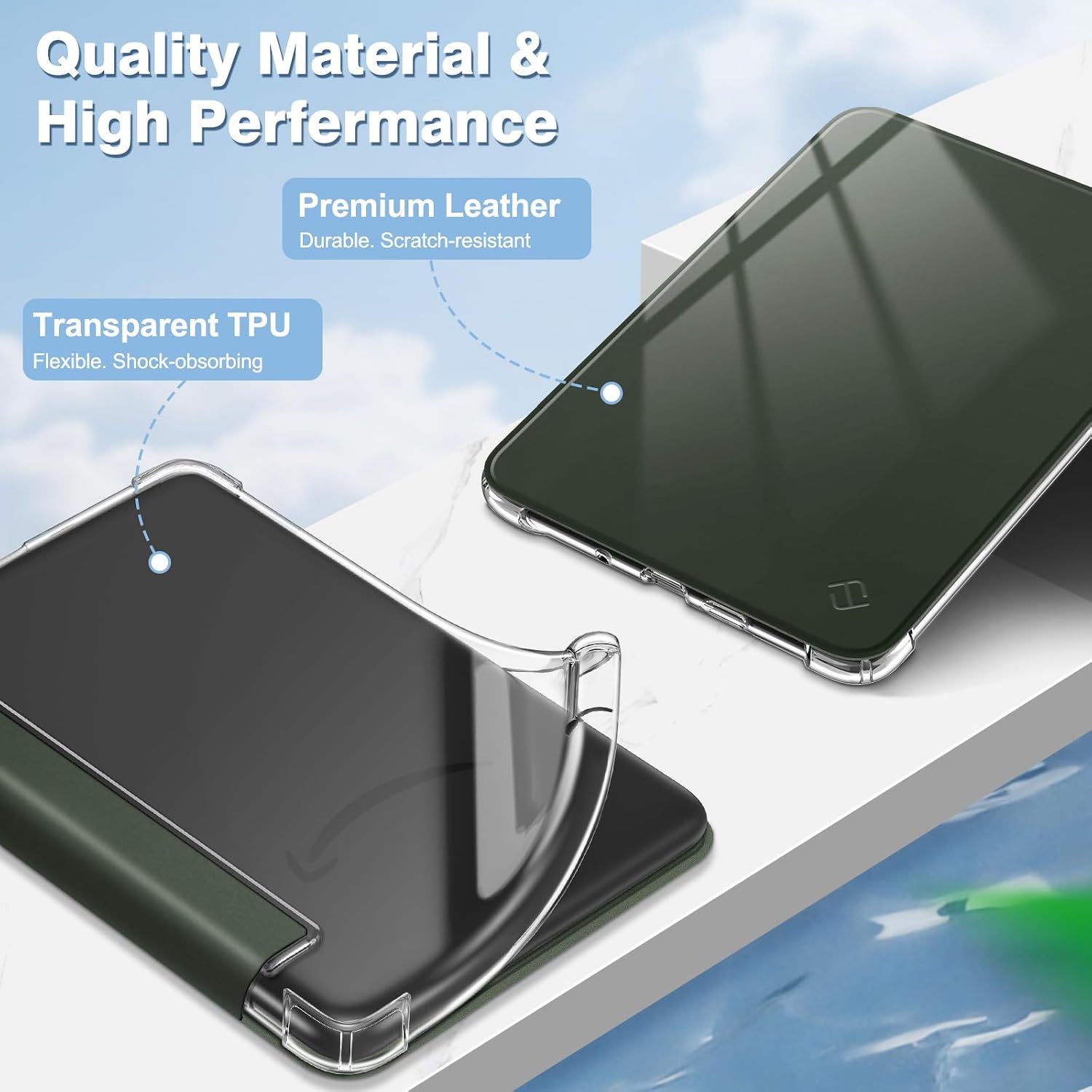 ESTUCHE FINTIE SLIM TPU PARA KINDLE 6' 11ª GENERACIÓN 2024/2022 VERDE ACEITUNA - 4
