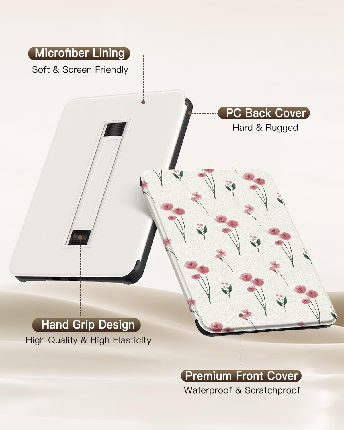 ESTUCHE MOKO PARA KINDLE PAPERWHITE 7' 12ª GEN 2024 FLORES ROSADAS - 5