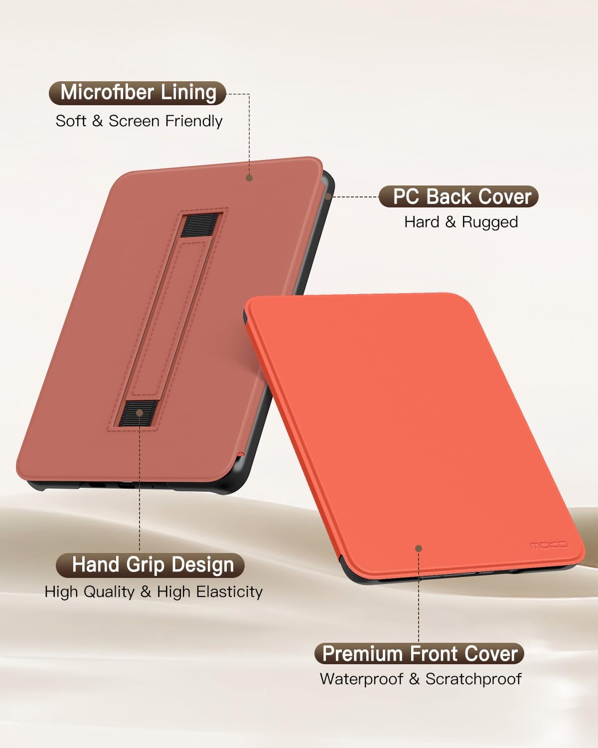ESTUCHE MOKO PARA KINDLE PAPERWHITE 7' 12ª GEN 2024 Y COLORSOFT NARANJA - 5