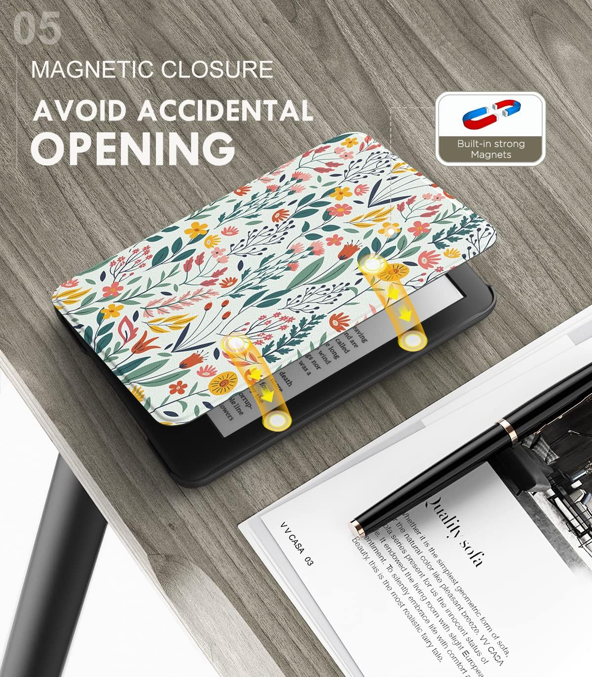 FUNDA MOKO PARA KINDLE BASIC 6' 11ª GEN 2024/2022 FLORES - 5