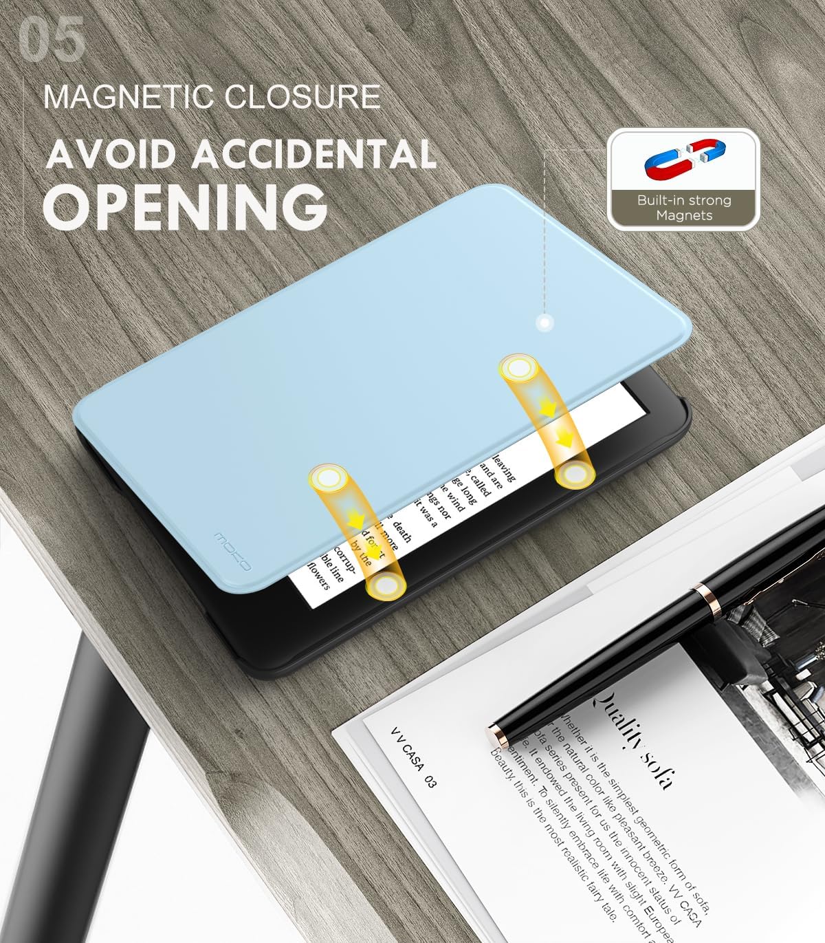 ESTUCHE MOKO PARA AMAZON KINDLE BASIC 11ª GEN 2024/2022 6 PULGADAS AZUL CIELO - 5