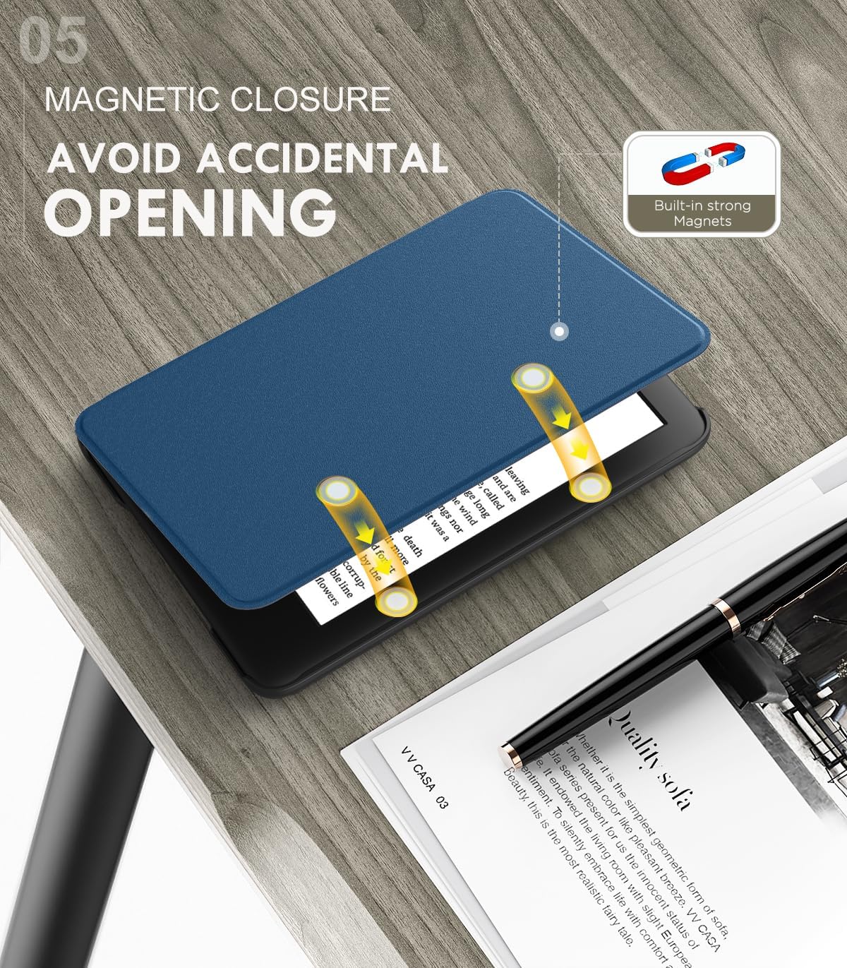 ESTUCHE MOKO PARA AMAZON KINDLE BASIC 11TH GEN 6 PULGADAS 2024/2022 AZUL OSCURO - 5