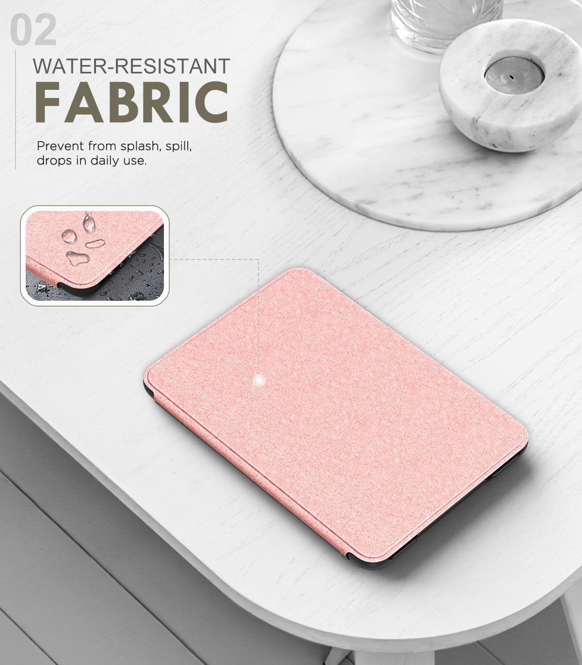 ESTUCHE MOKO PARA AMAZON KINDLE BASIC 6' 11ª GEN 2024/2022 ROSADO GLITTER - 3