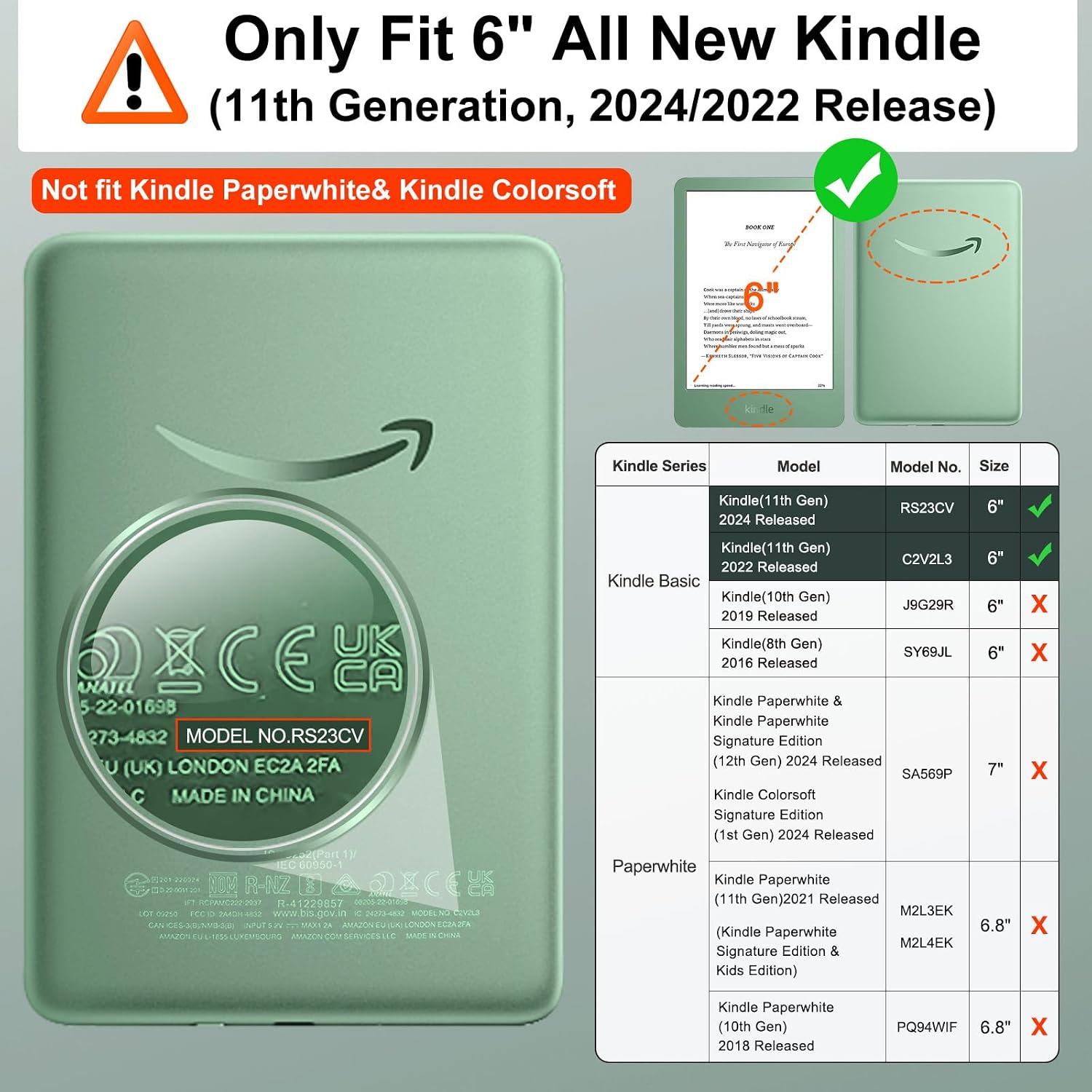ESTUCHE MOKO PARA AMAZON KINDLE BASIC 6' 11ª GEN 2024/2022 MATCHA - 2