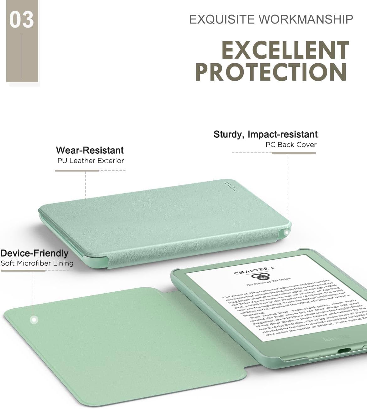 ESTUCHE MOKO PARA AMAZON KINDLE BASIC 6' 11ª GEN 2024/2022 MATCHA - 4
