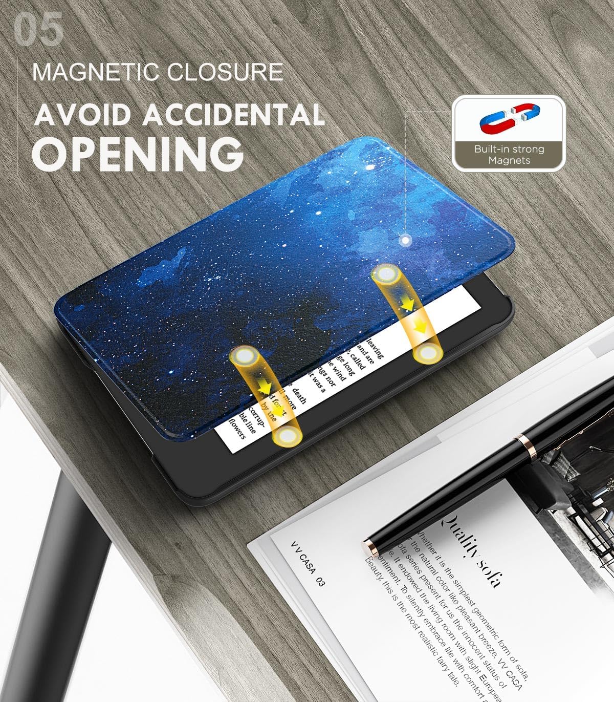 ESTUCHE MOKO PARA AMAZON KINDLE BASIC 6' 11ª GEN 2024/2022 AZUL ESTRELLADO - 5