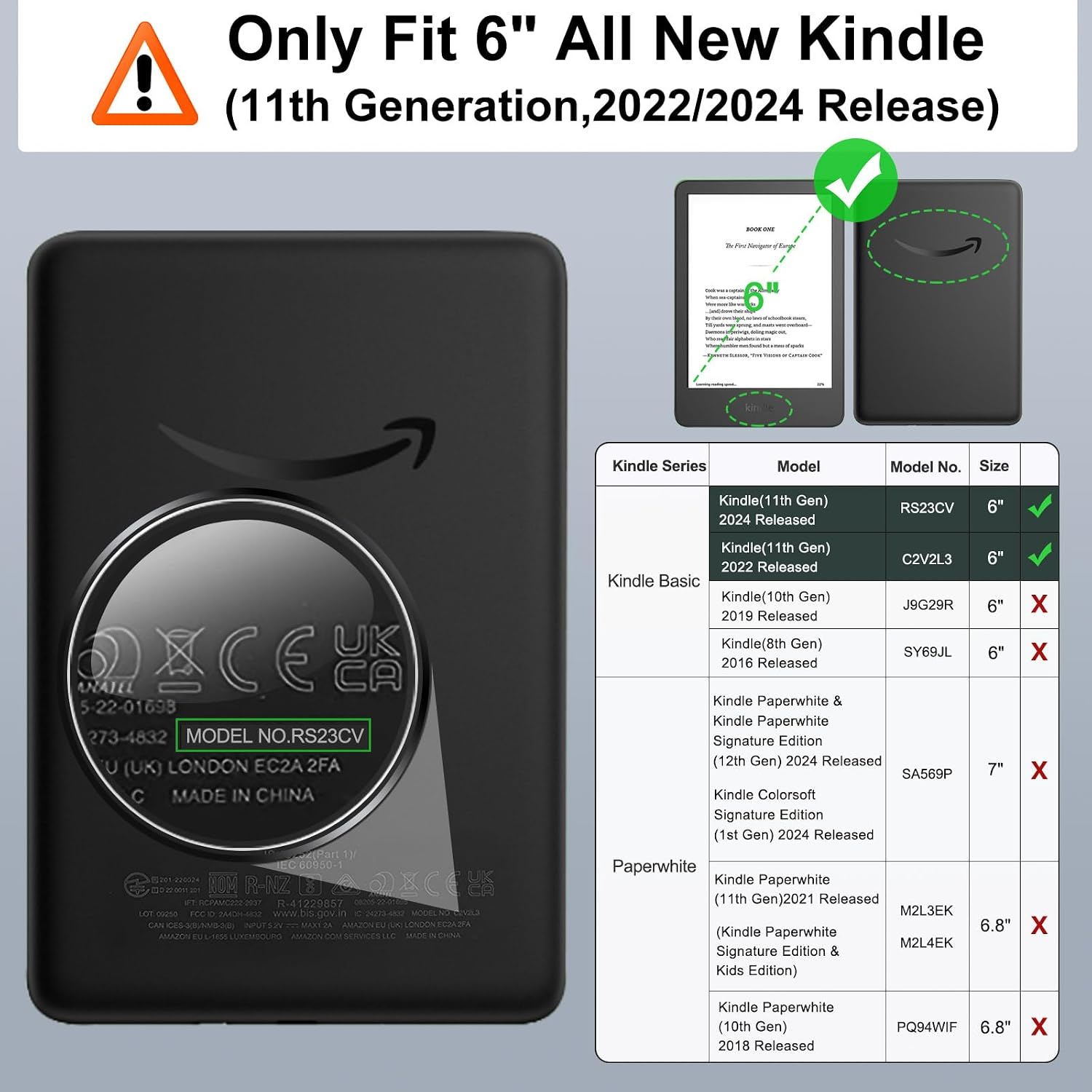 ESTUCHE MOKO PARA AMAZON KINDLE BASIC 6' 11ª GEN 2024/2022 VERDE HOJA DE LOTO - 2