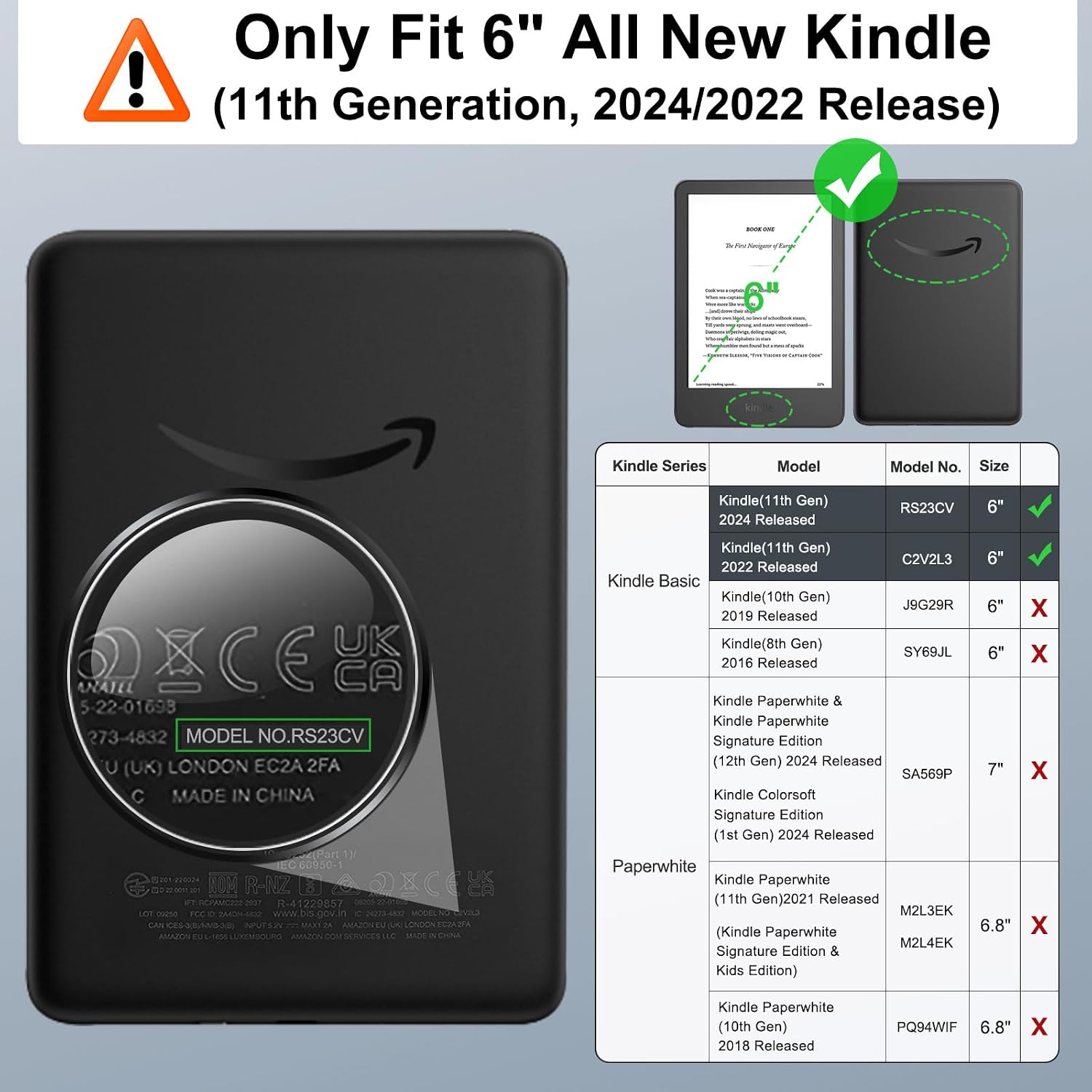 ESTUCHE MOKO PARA AMAZON KINDLE BASIC 6' 11ª GEN 2024/2022 CELADÓN - 2