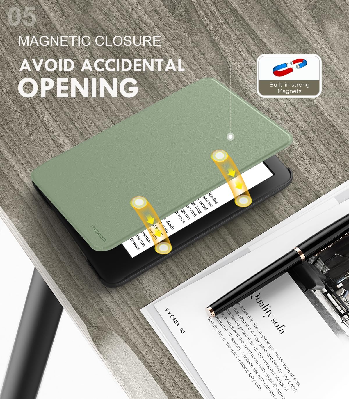 ESTUCHE MOKO PARA AMAZON KINDLE BASIC 6' 11ª GEN 2024/2022 CELADÓN - 5