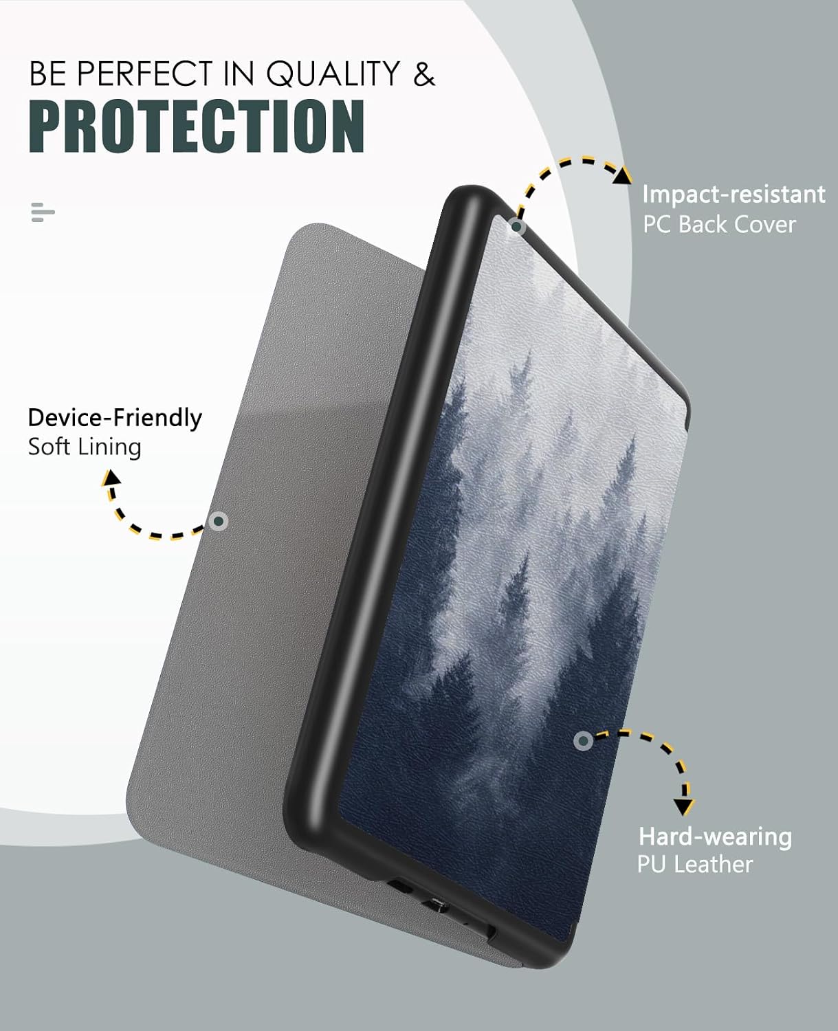 ESTUCHE MOKO PARA KINDLE PAPERWHITE 7' 12ª GEN Y COLORSOFT 2024 GRIS BOSQUE - 3