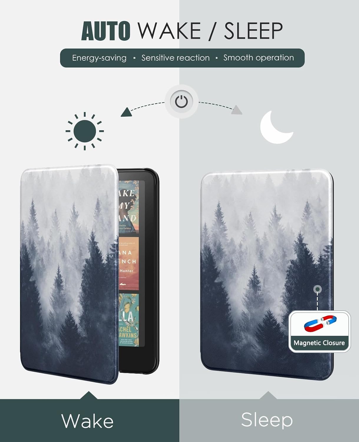 ESTUCHE MOKO PARA KINDLE PAPERWHITE 7' 12ª GEN Y COLORSOFT 2024 GRIS BOSQUE - 5