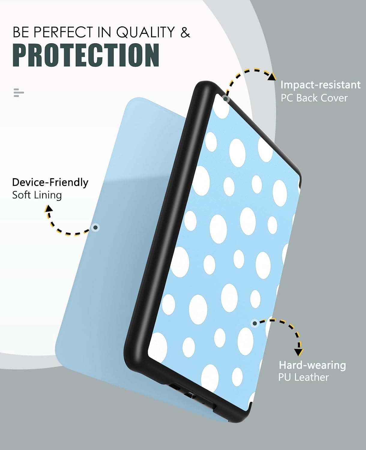 ESTUCHE MOKO PARA KINDLE PAPERWHITE 7' 12ª GEN Y COLORSOFT 2024 AZUL CON PUNTOS - 3