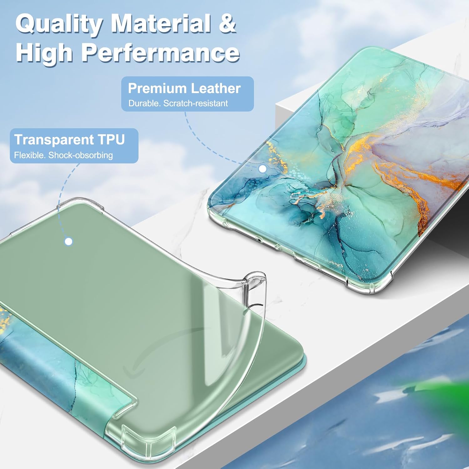 ESTUCHE FINTIE SLIM TPU PARA KINDLE 6' 11ª GENERACIÓN 2024/2022 MÁRMOL ESMERALDA - 4