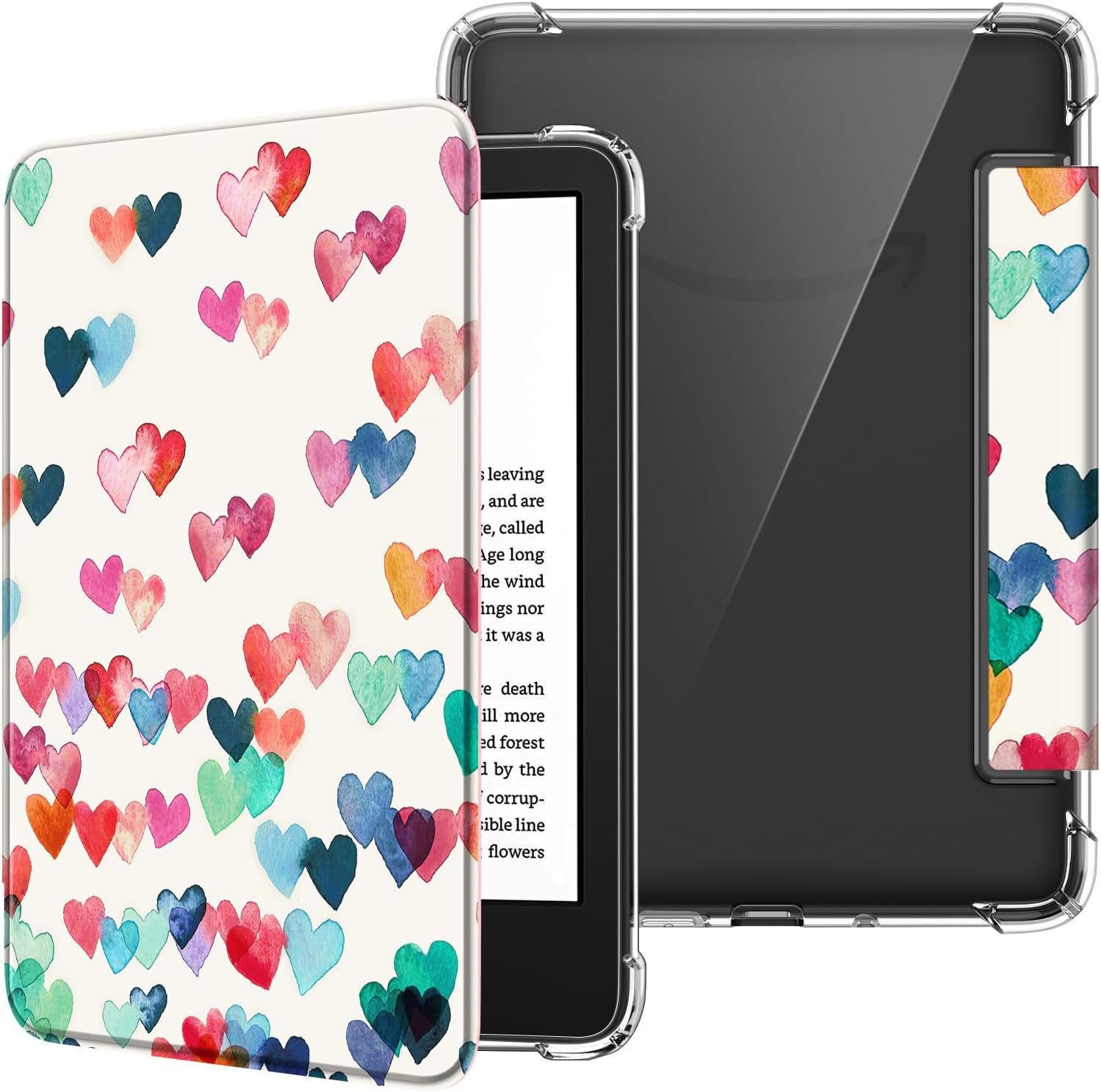 ESTUCHE FINTIE SLIM TPU PARA KINDLE 6' 11ª GENERACIÓN 2024/2022 RAINING HEARTS - 1