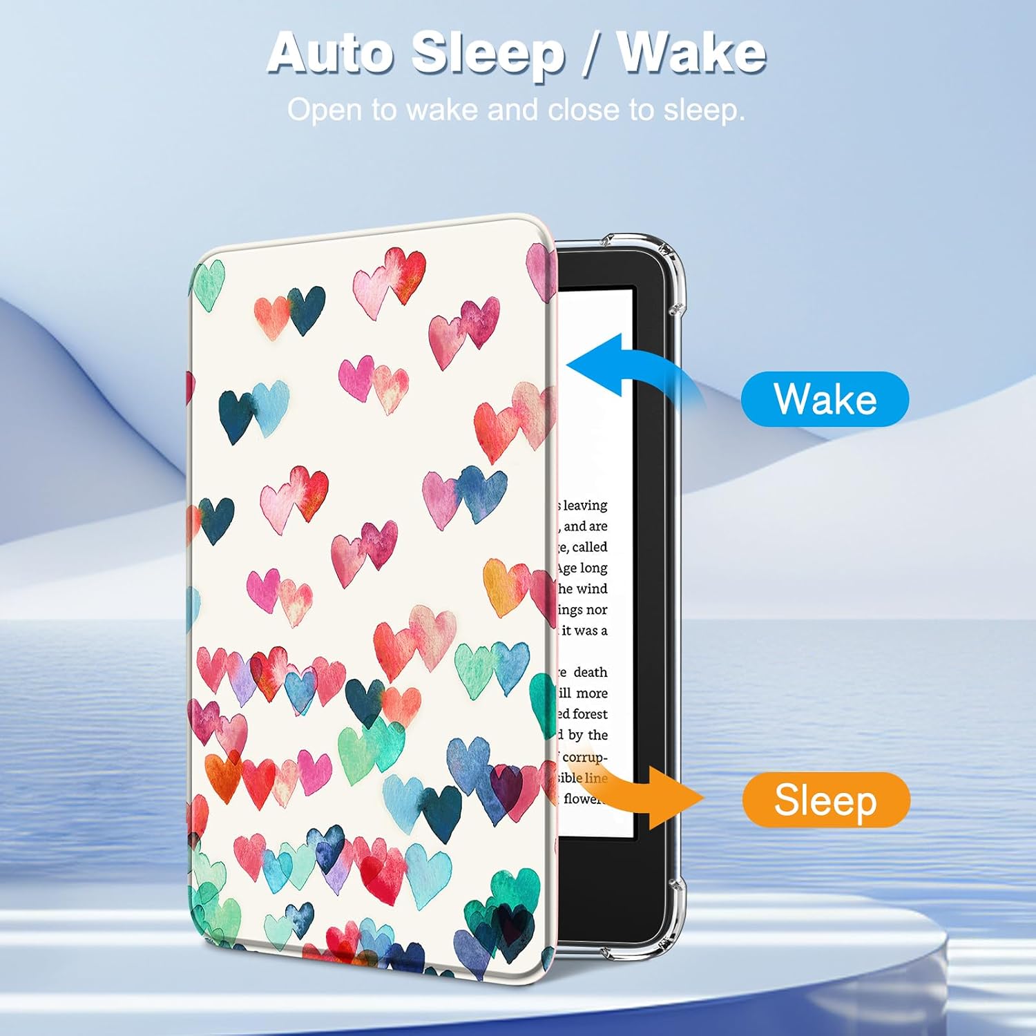ESTUCHE FINTIE SLIM TPU PARA KINDLE 6' 11ª GENERACIÓN 2024/2022 RAINING HEARTS - 3