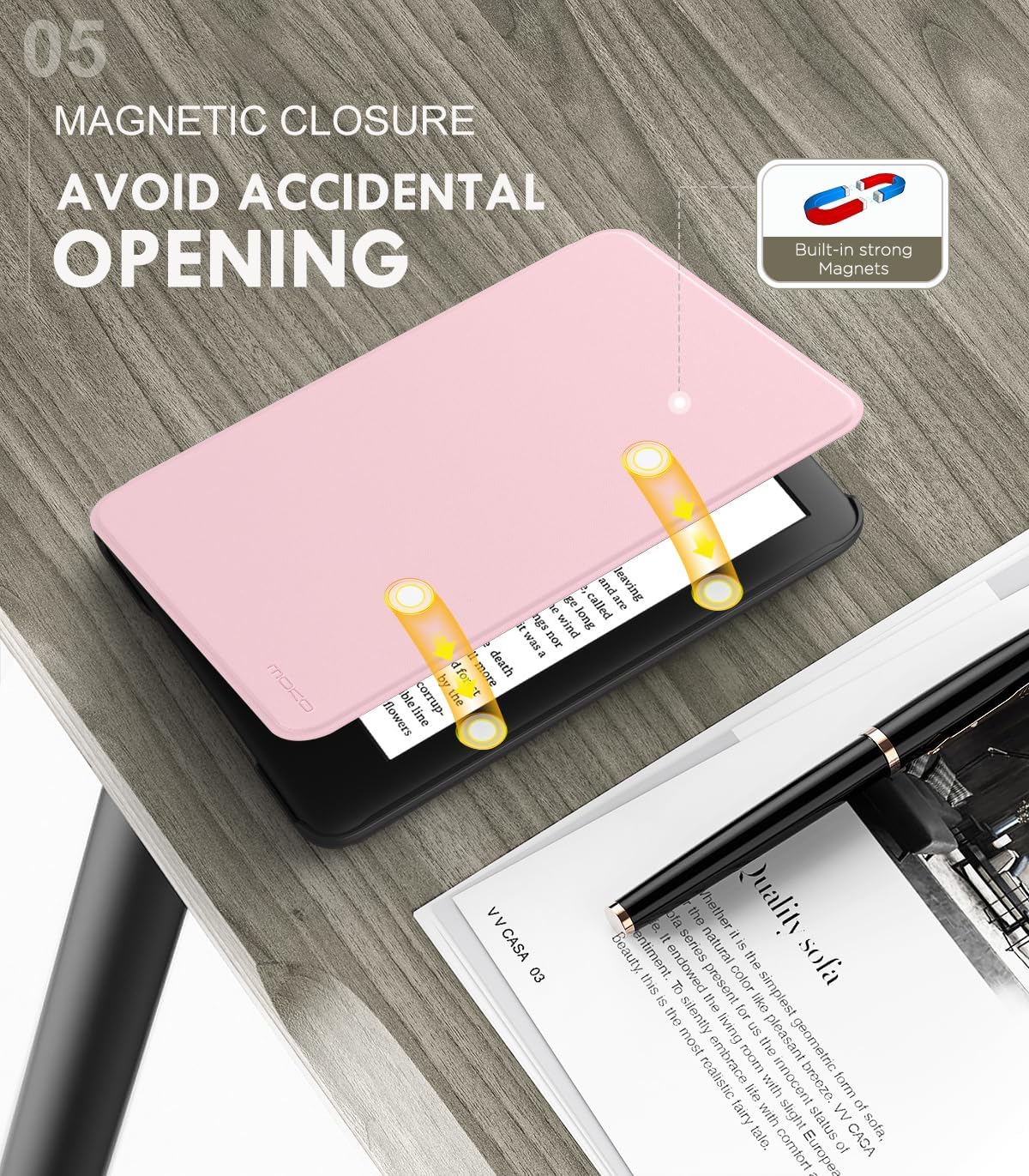 ESTUCHE MOKO PARA AMAZON KINDLE BASIC 11TH GEN 2024/2022 6 PULGADAS ROSADO - 5
