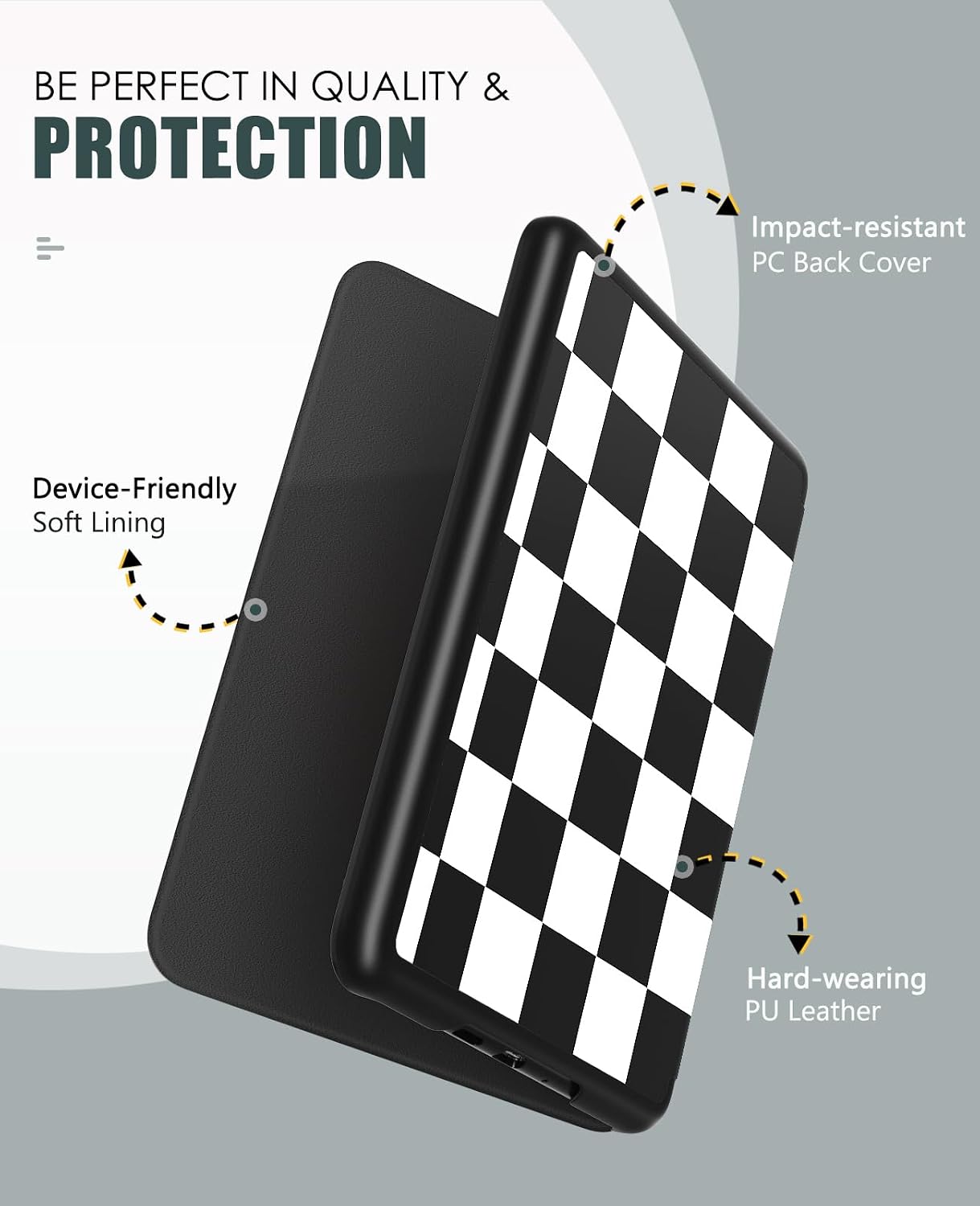 ESTUCHE MOKO PARA KINDLE PAPERWHITE 7' 12ª GEN Y COLORSOFT 2024 NEGRO CUADRO - 3