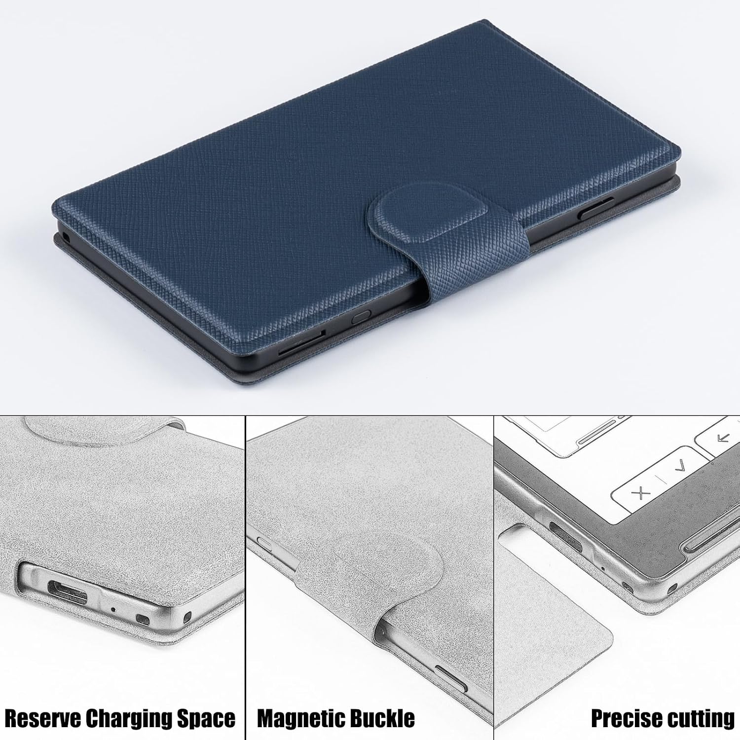 ESTUCHE MAGNÉTICO BOZHUORUI PARA XTEINK X4 CUERO PU AZUL OSCURO - 4