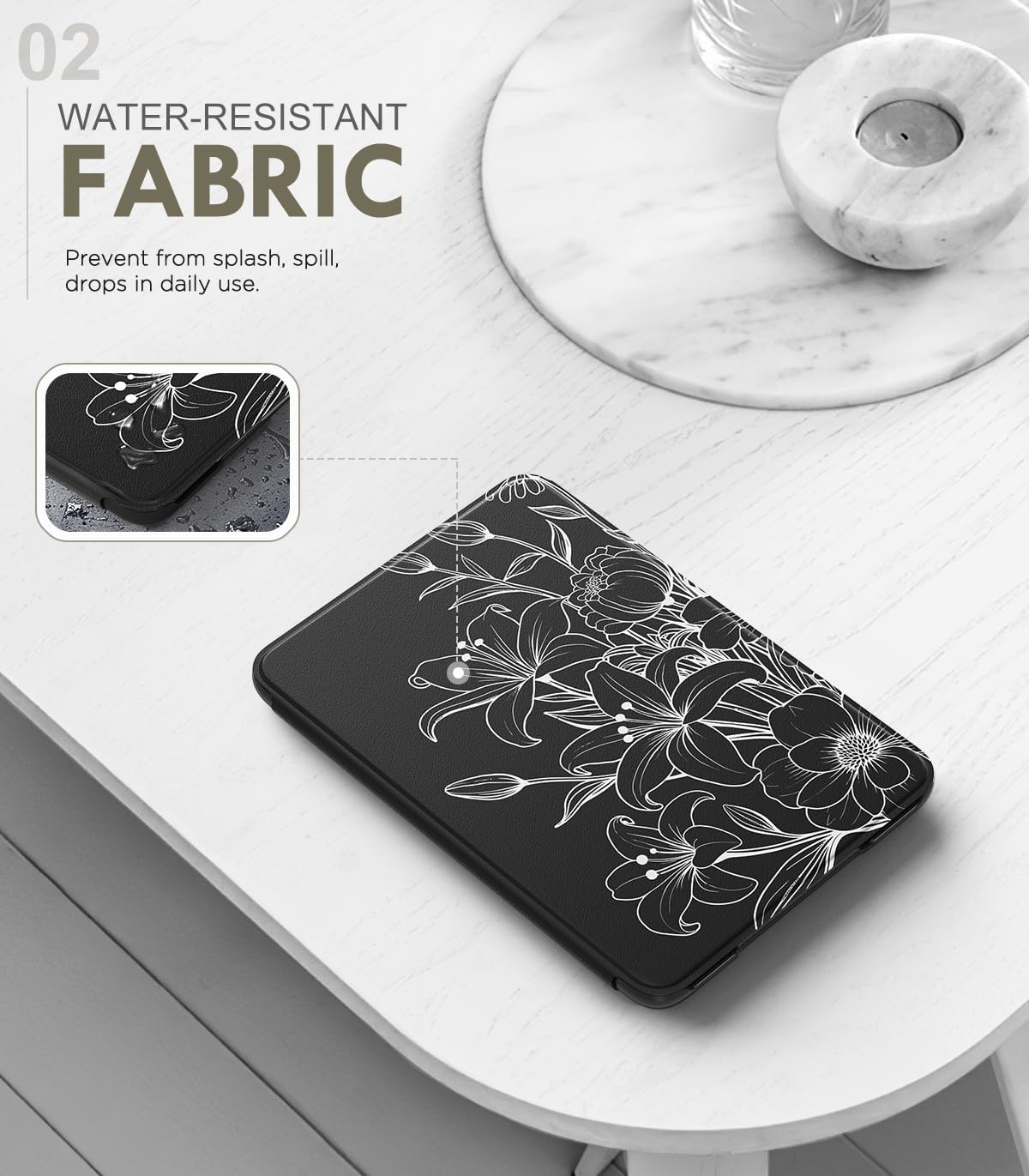 ESTUCHE MOKO PARA AMAZON KINDLE BASIC 6' 11ª GEN 2024/2022 LINE FLOWER - 3