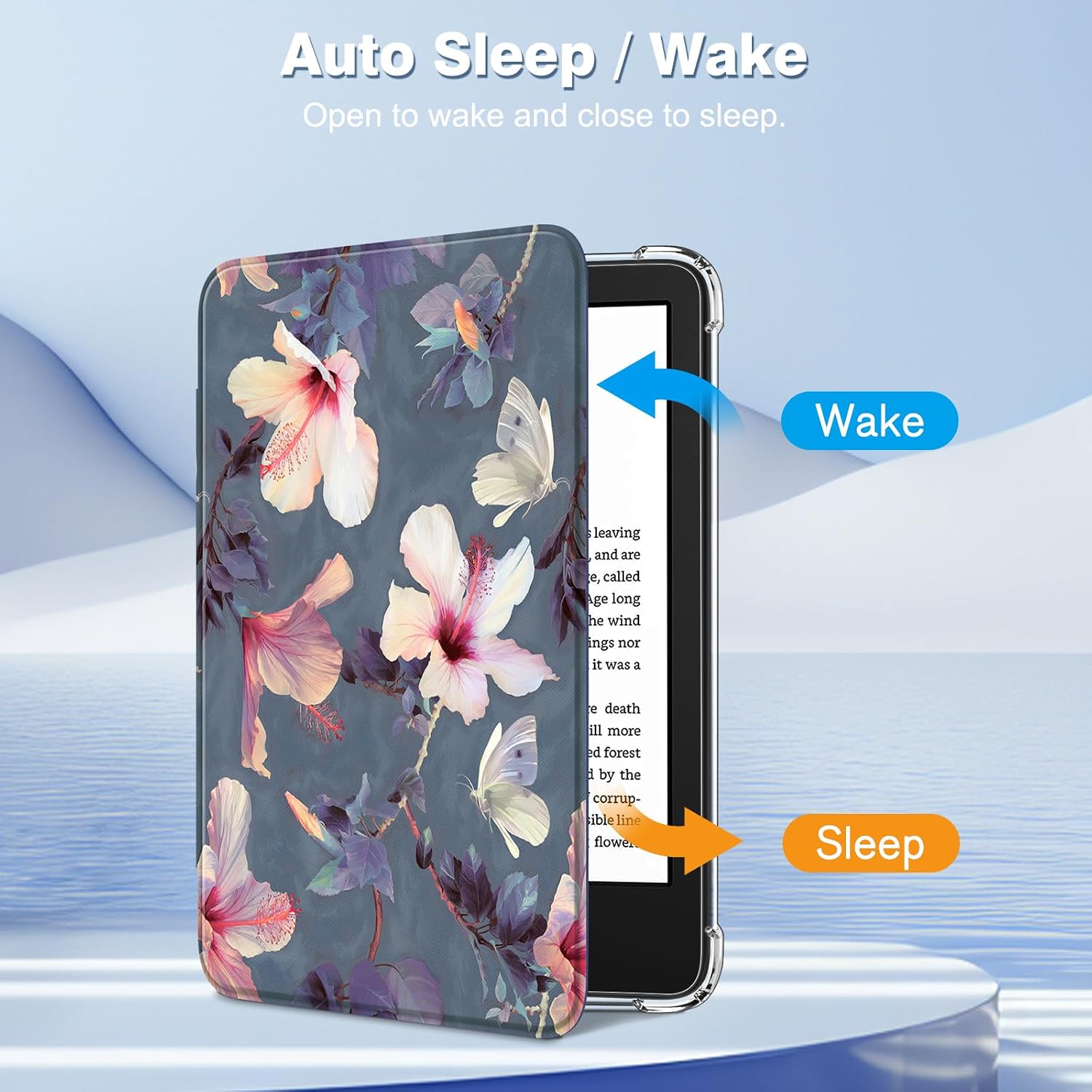 ESTUCHE FINTIE SLIM TPU PARA KINDLE 6' 11ª GENERACIÓN 2024/2022 BLOOM HIBISCUS - 3