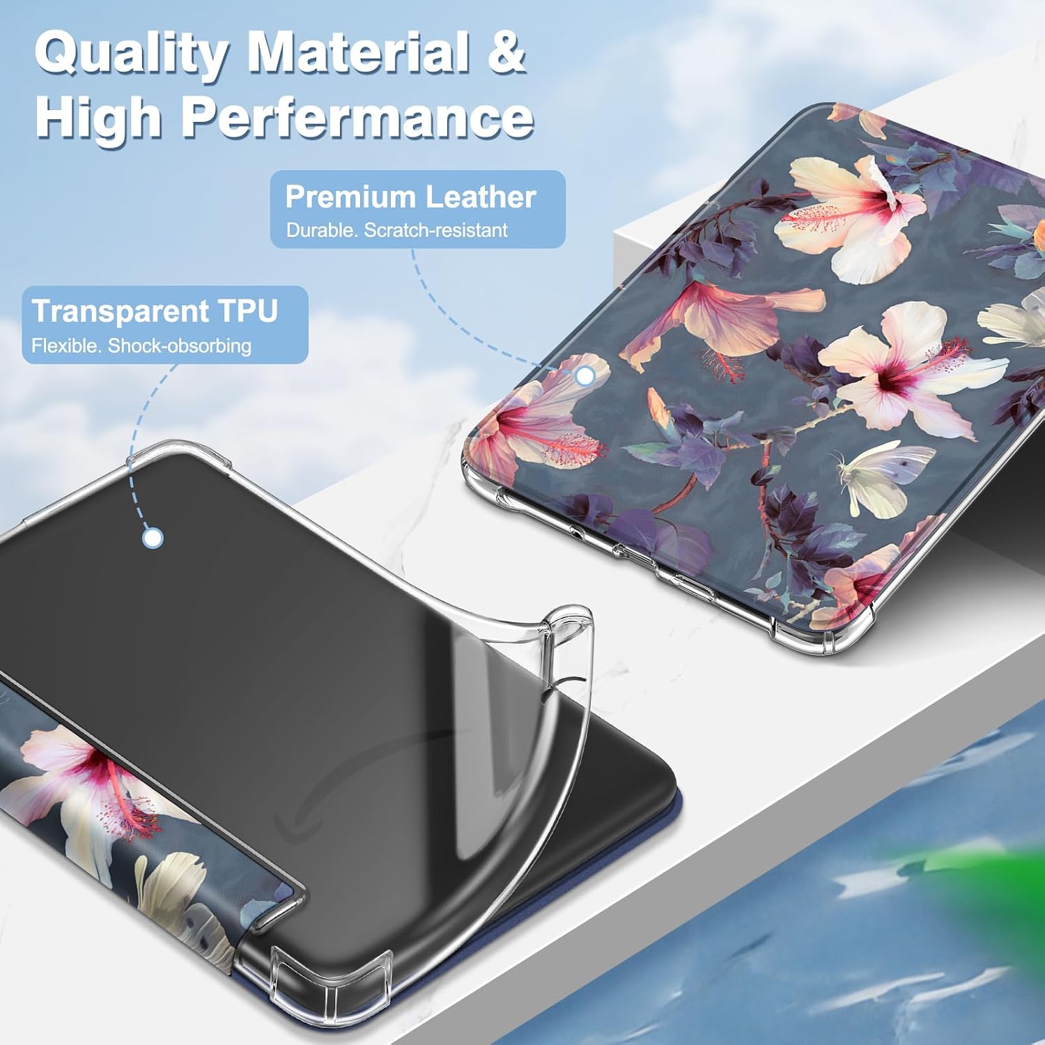 ESTUCHE FINTIE SLIM TPU PARA KINDLE 6' 11ª GENERACIÓN 2024/2022 BLOOM HIBISCUS - 4