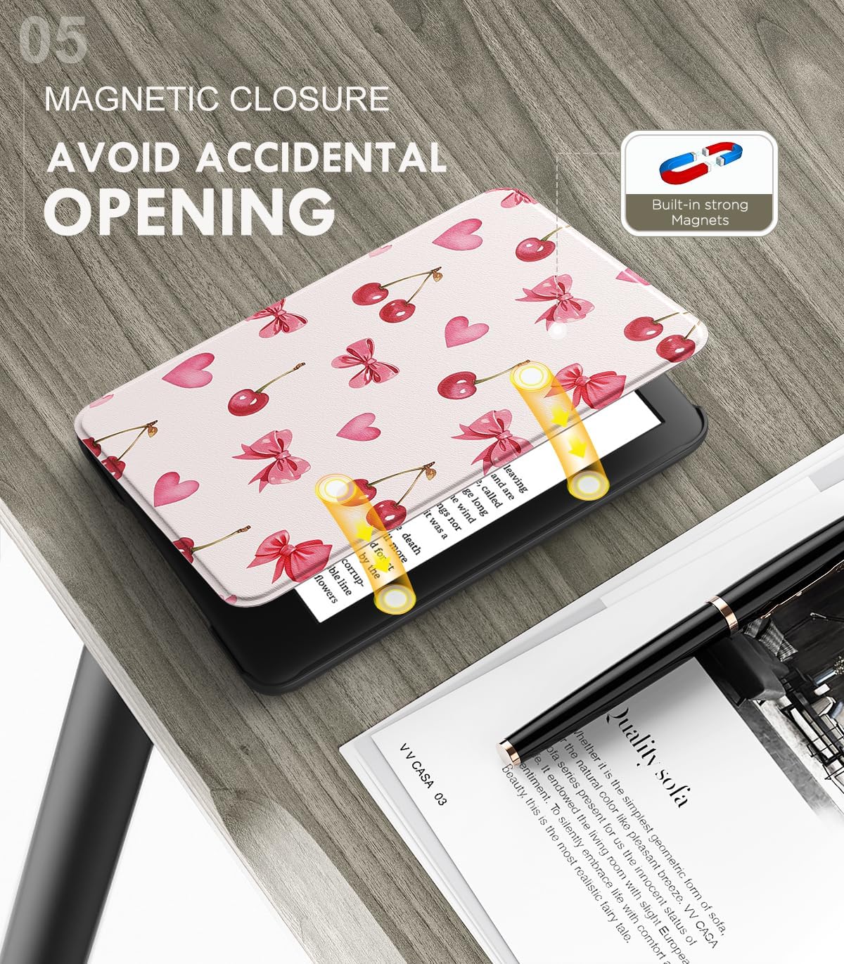 ESTUCHE MOKO PARA AMAZON KINDLE BASIC 6' 11ª GEN 2024/2022 CHERRY BOW - 5