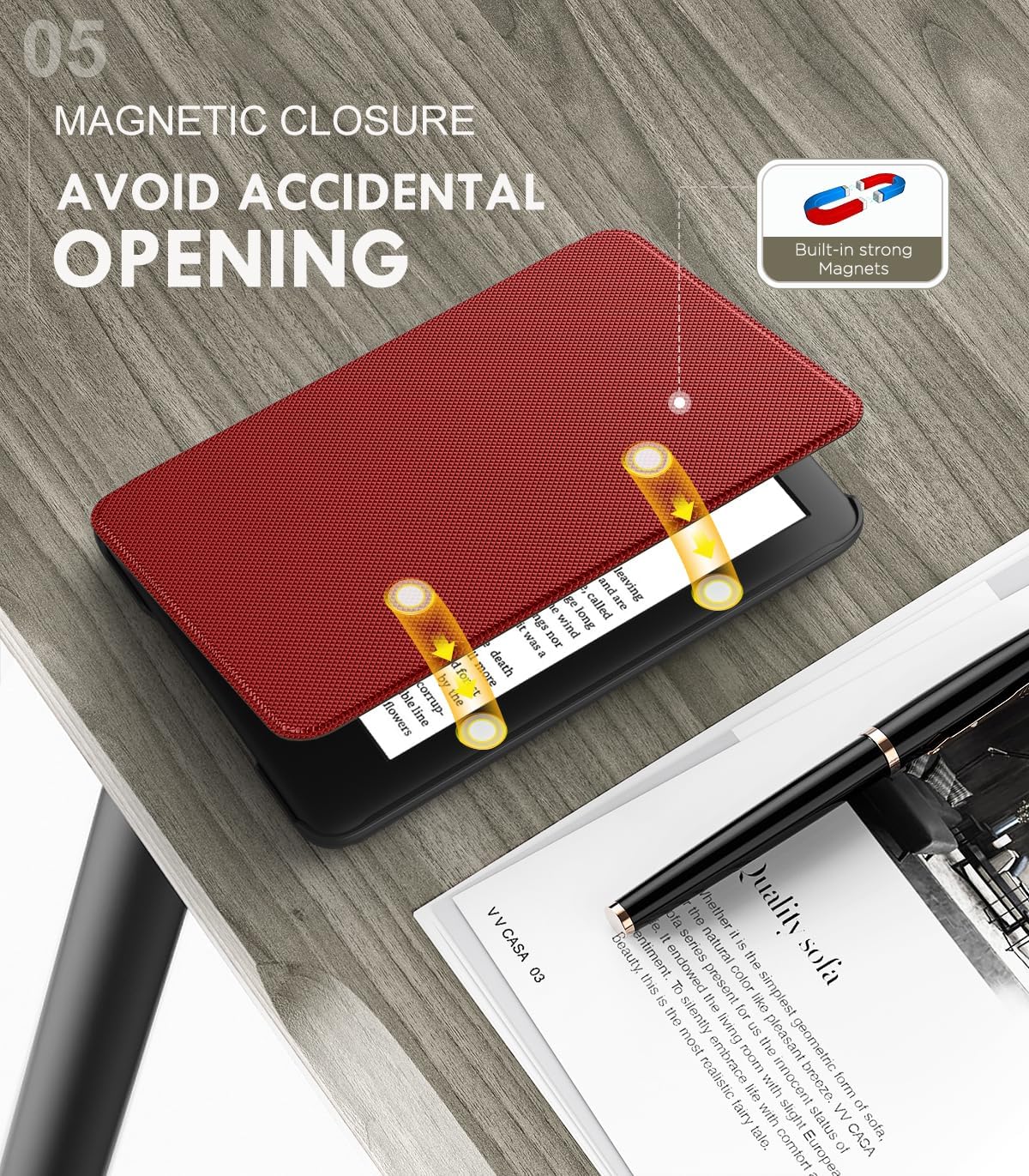 ESTUCHE MOKO PARA AMAZON KINDLE BASIC 11ª GEN 6 PULGADAS 2024/2022 ROJO - 5