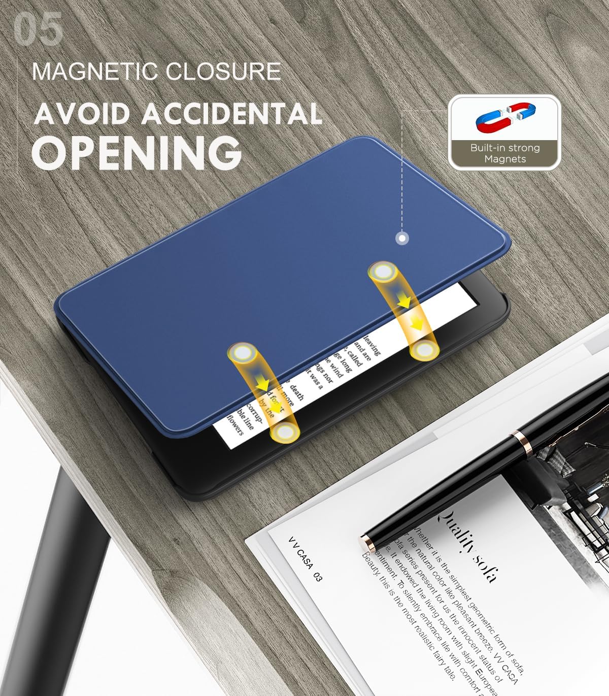 ESTUCHE MOKO PARA AMAZON KINDLE BASIC 6' 11ª GEN 2024/2022 AZUL MARINO - 5
