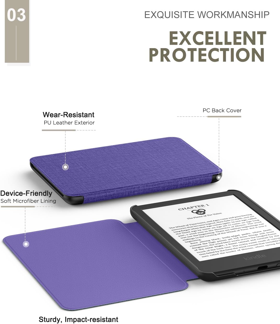 ESTUCHE MOKO PARA AMAZON KINDLE BASIC 6' 11ª GEN 2024/2022 DENIM PÚRPURA OSCURO - 4
