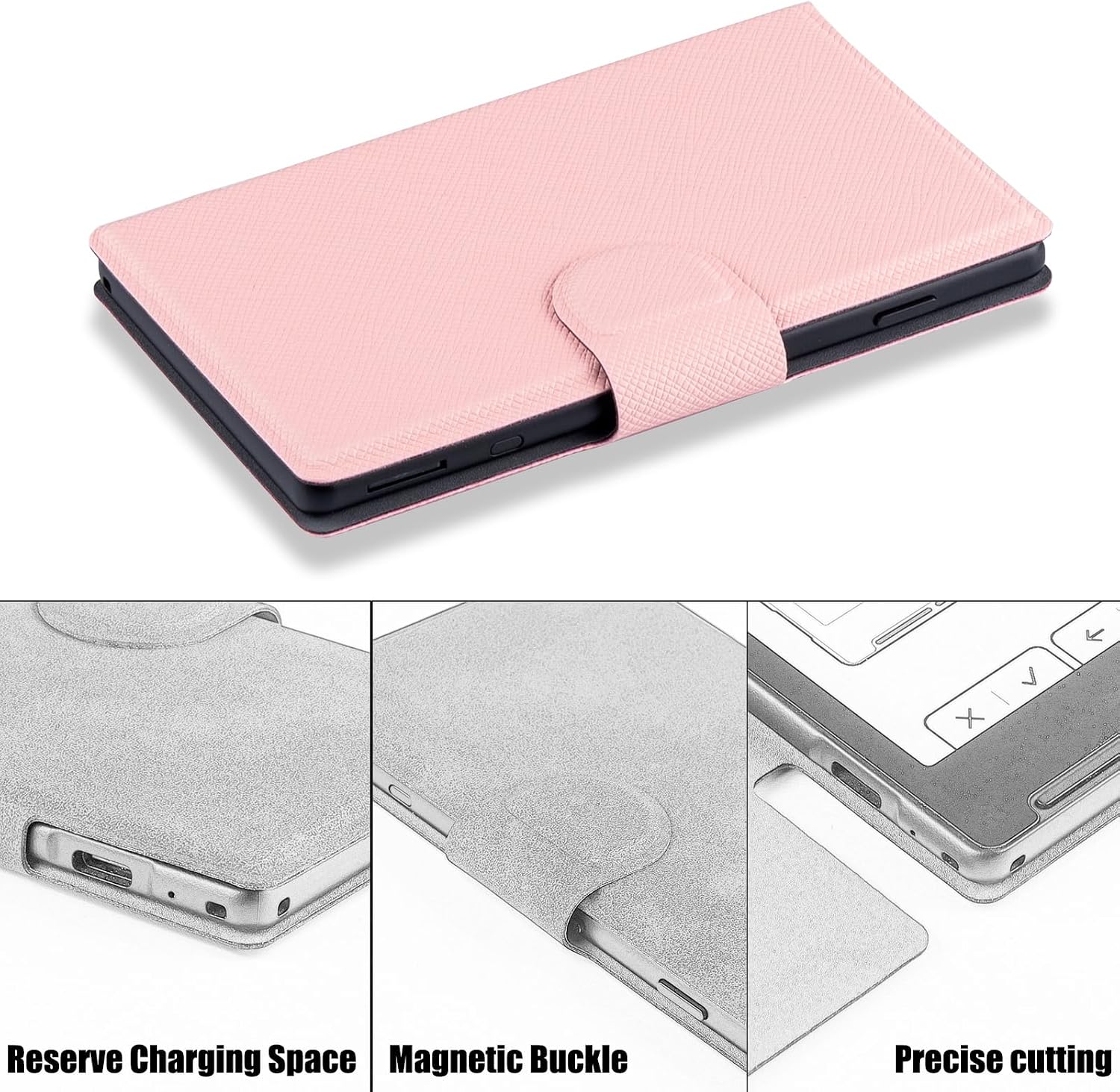 ESTUCHE MAGNÉTICO PARA XTEINK X4 BOZHUORUI CUERO PU ROSA - 4