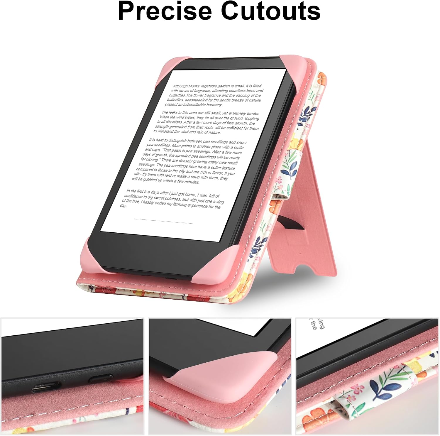 ESTUCHE UNIVERSAL PARA EREADER 6'' HOYIXI CON CORREA DE MANO Y SOPORTE FLORAL - 5