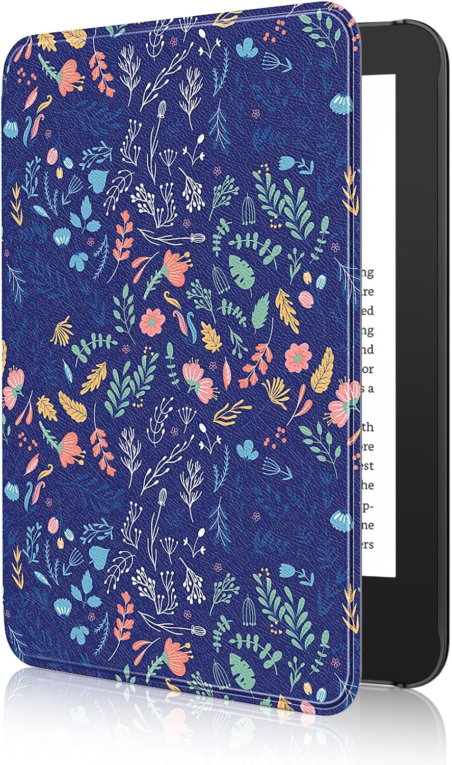 ESTUCHE MOKO PARA AMAZON KINDLE BASIC 6' 11ª GEN 2024/2022 FLORES AZUL - 1