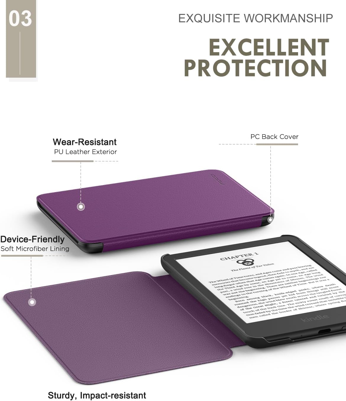 ESTUCHE MOKO PARA AMAZON KINDLE BASIC 6' 11ª GEN 2024/2022 DEEP PURPLE - 4