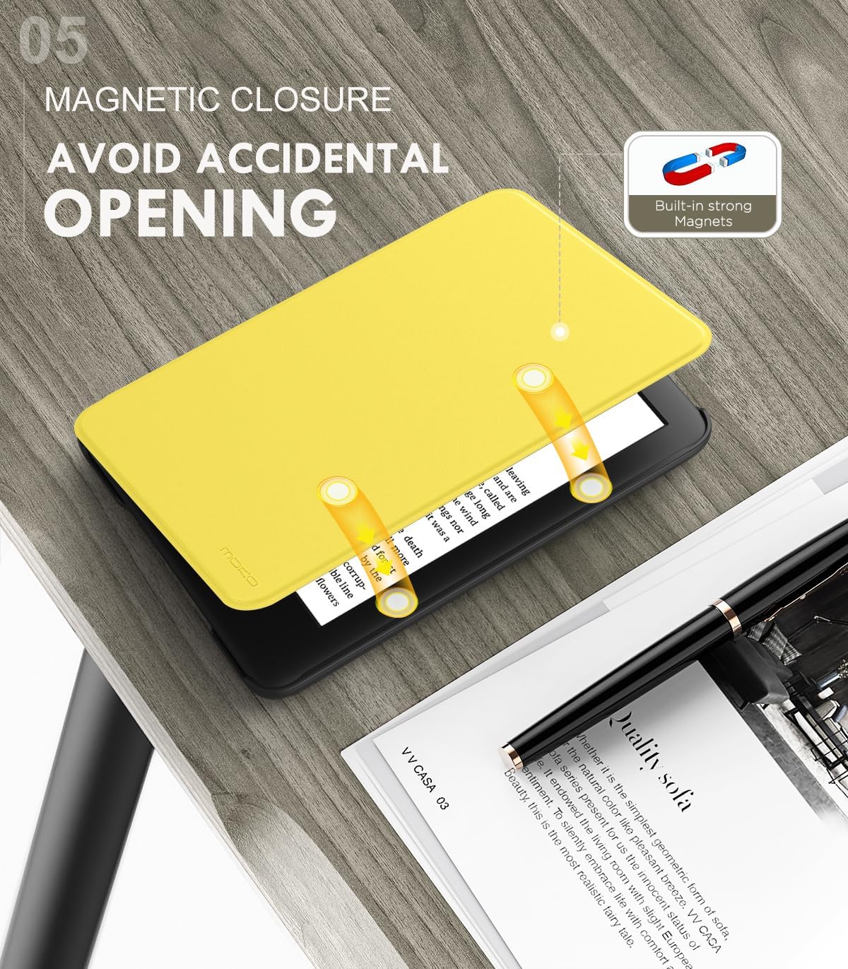 ESTUCHE MOKO PARA AMAZON KINDLE BASIC 6' 11ª GEN 2024/2022 AMARILLO CLARO - 5