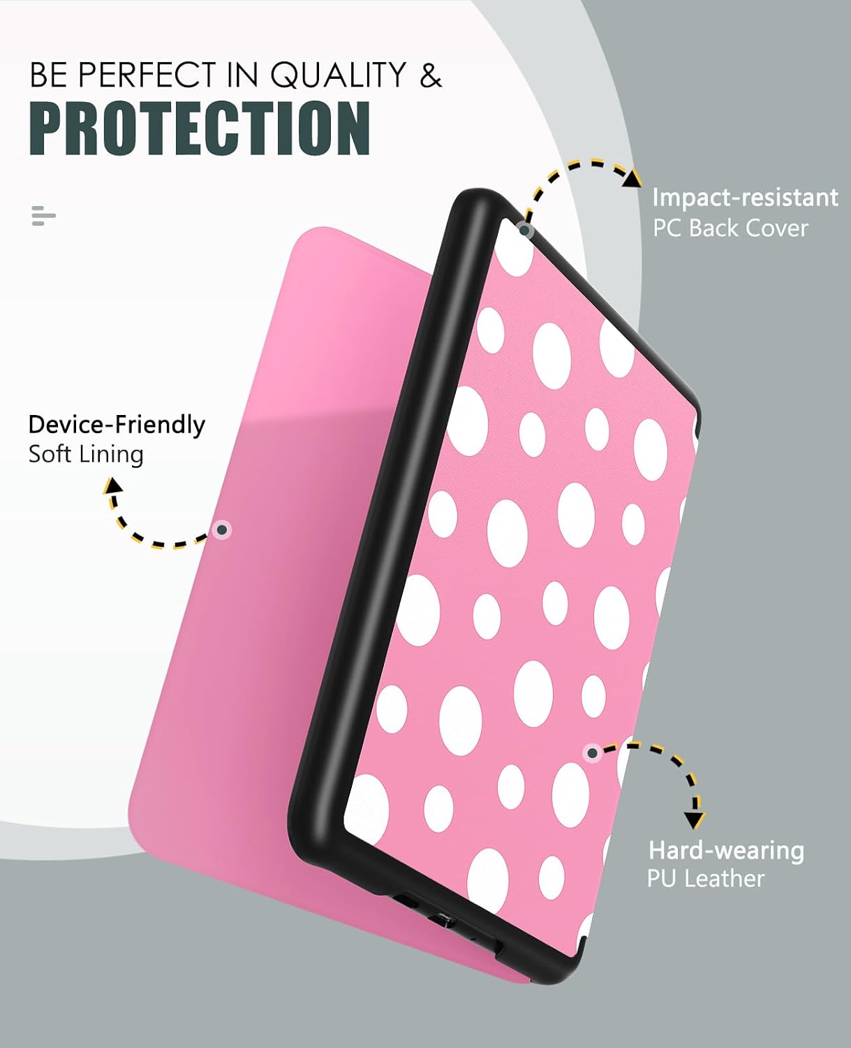 ESTUCHE MOKO PARA KINDLE PAPERWHITE 7' 12ª GEN Y COLORSOFT 2024 PEONÍA CON PUNTOS - 3