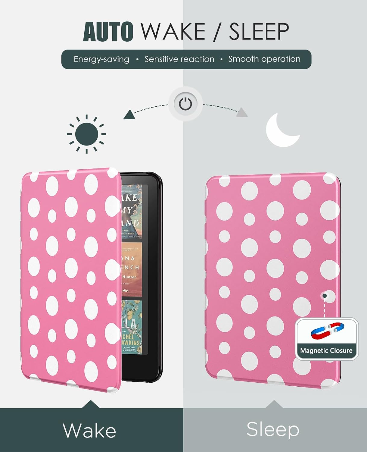 ESTUCHE MOKO PARA KINDLE PAPERWHITE 7' 12ª GEN Y COLORSOFT 2024 PEONÍA CON PUNTOS - 5