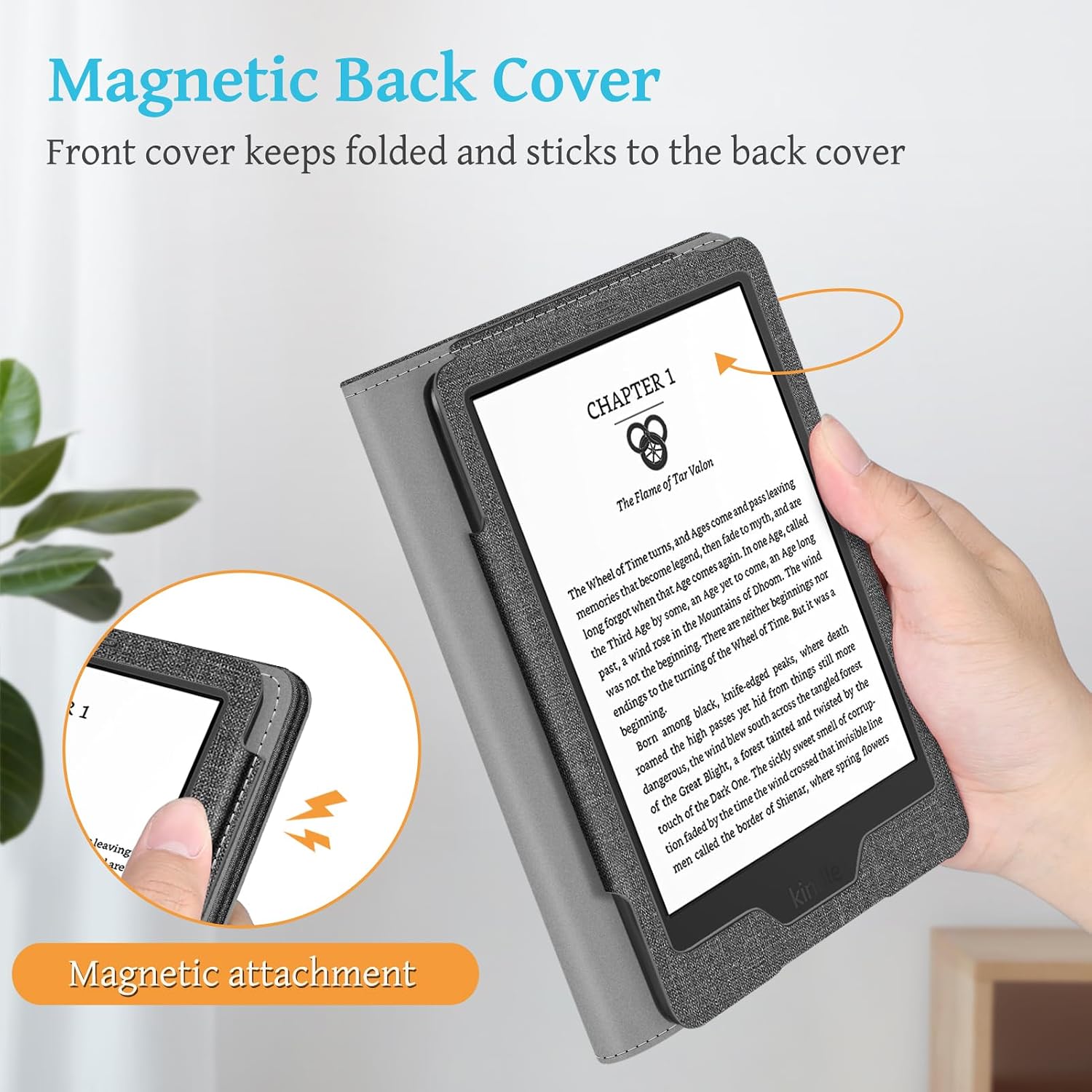 ESTUCHE FINTIE STAND PARA KINDLE 6' 11ª GENERACIÓN 2024/2022 GRIS Y NEGRO - 5