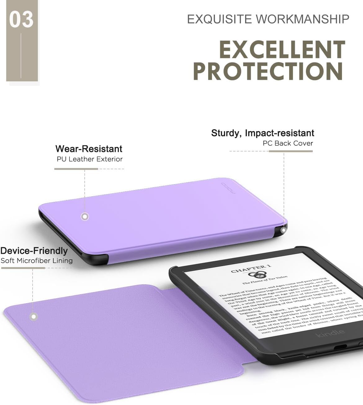 ESTUCHE MOKO PARA AMAZON KINDLE BASIC 6' 11ª GEN 2024/2022 LILA - 4