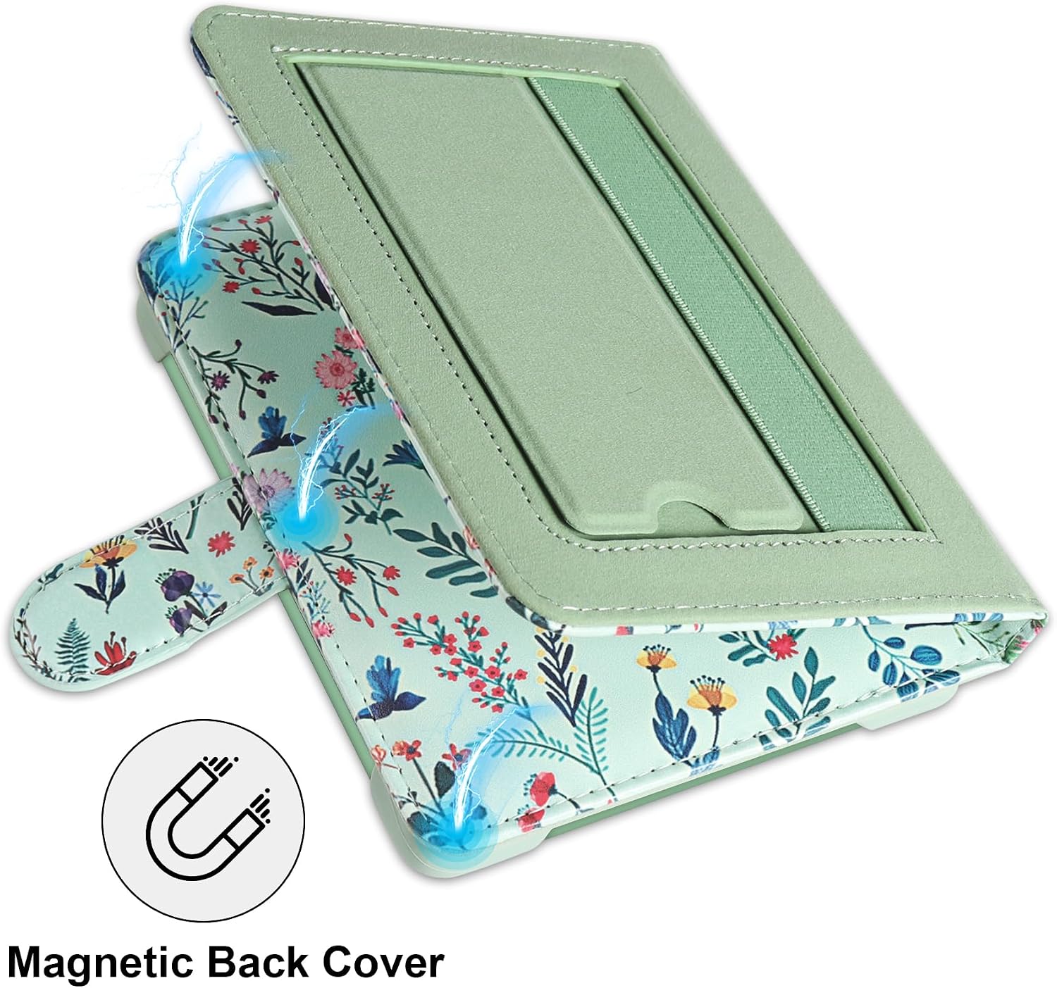 ESTUCHE UNIVERSAL PARA EREADER 6 PULGADAS HOYIXI FLORES VERDES - 4