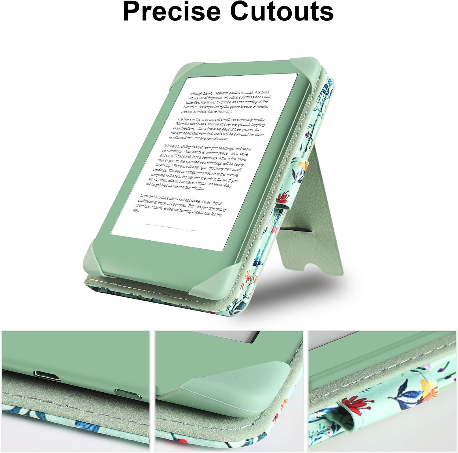 ESTUCHE UNIVERSAL PARA EREADER 6 PULGADAS HOYIXI FLORES VERDES - 5