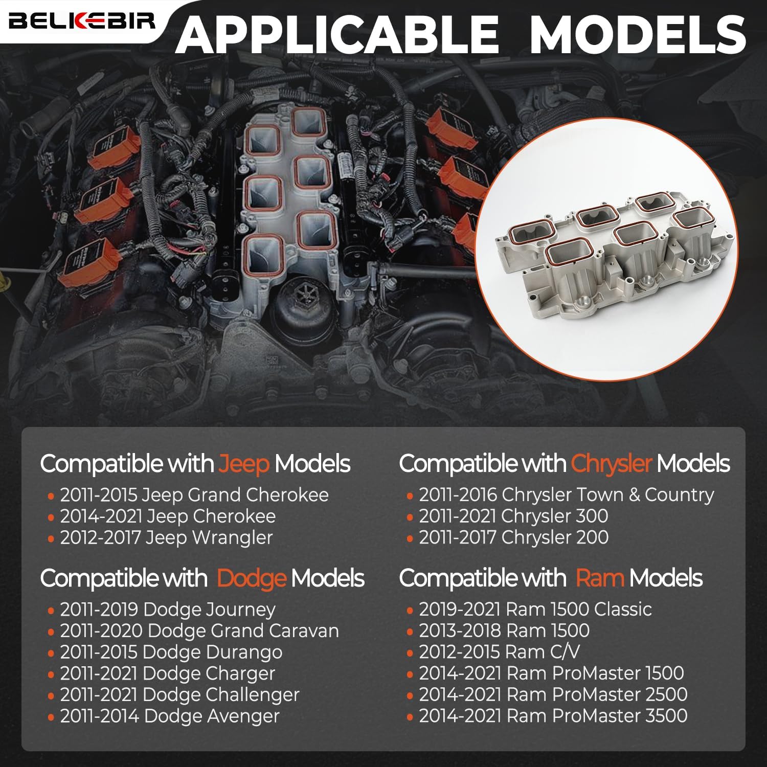 MÚLTIPLE DE ADMISIÓN INFERIOR DE ALUMINIO CON JUNTA BELKEBIR COMPATIBLE CON MOTORES 3.6L V6 PENTASTAR - 2
