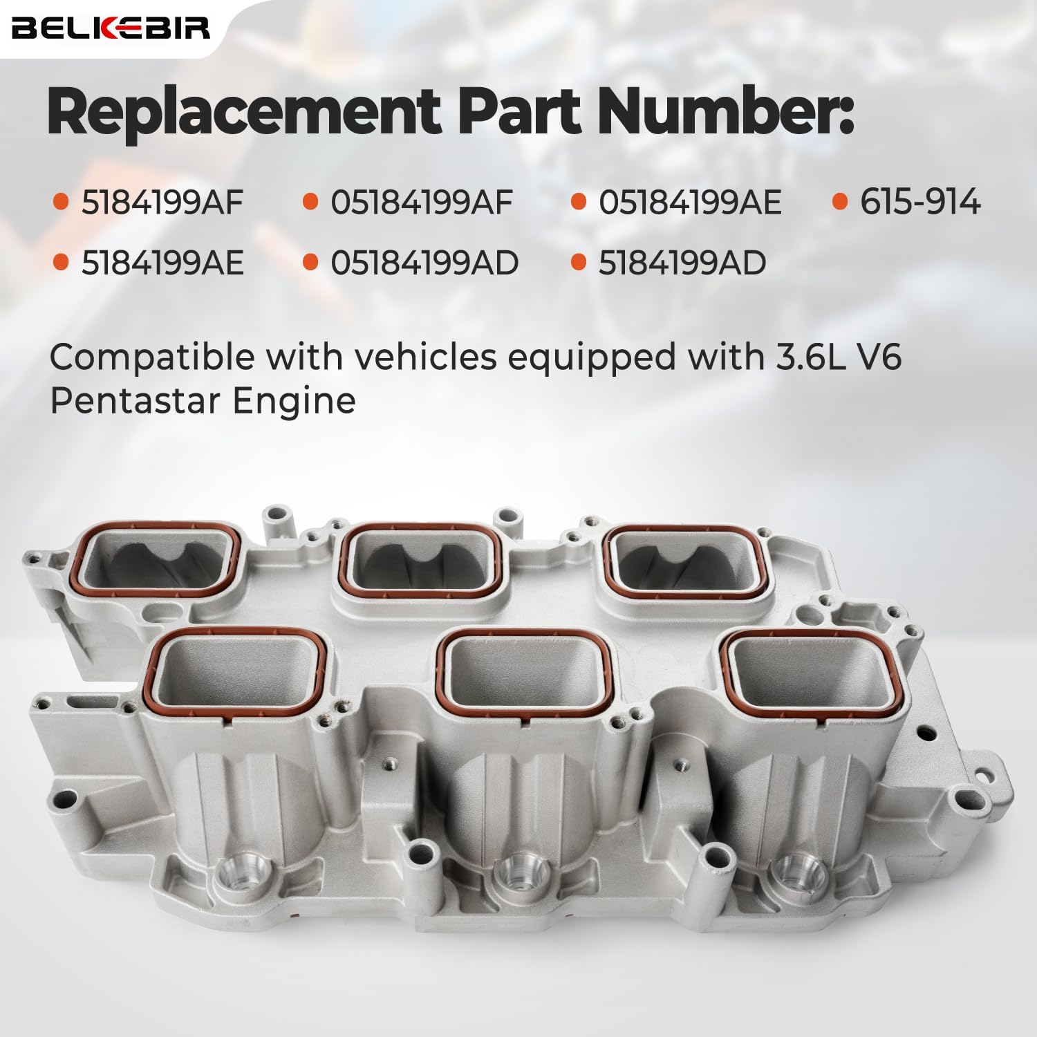 MÚLTIPLE DE ADMISIÓN INFERIOR DE ALUMINIO CON JUNTA BELKEBIR COMPATIBLE CON MOTORES 3.6L V6 PENTASTAR - 3